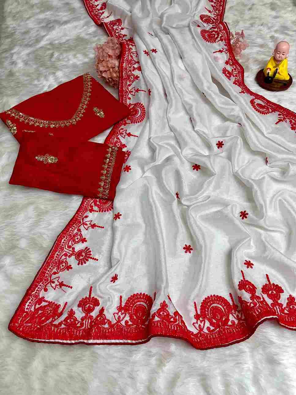 Vs-White Queen By Fashid Wholesale Indian Traditional Wear Collection Beautiful Stylish Fancy Colorful Party Wear & Occasional Wear Vichitra Silk Sarees At Wholesale Price
