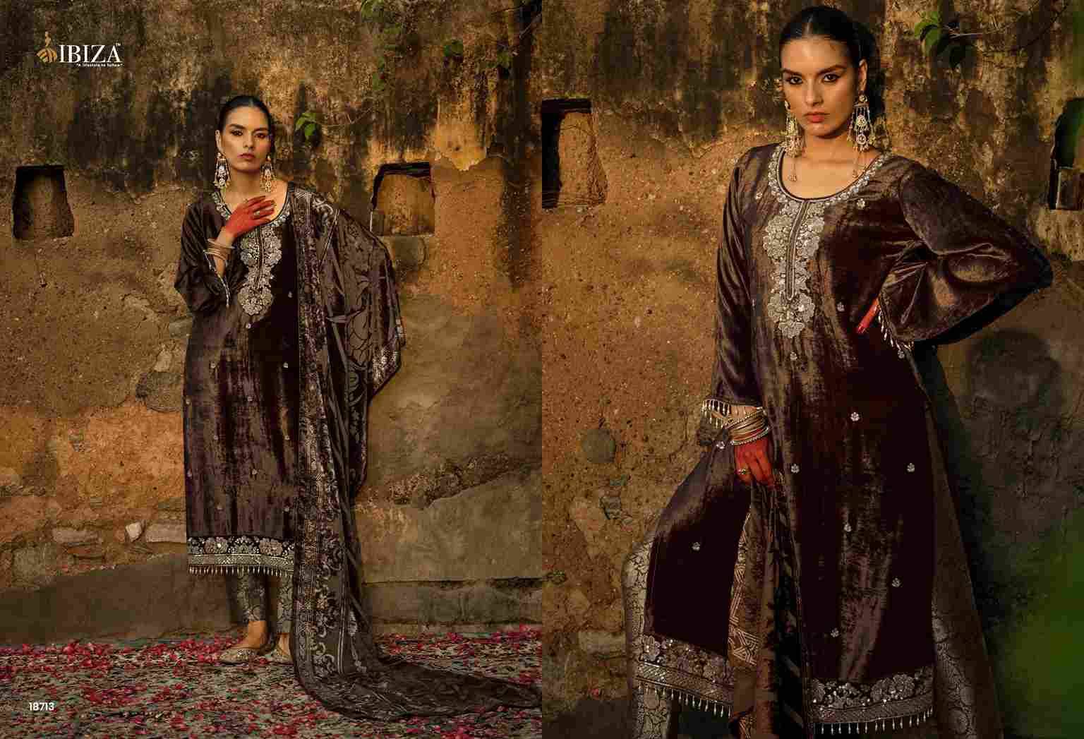 Jamavar By Ibiza 18711 To 18714 Series Beautiful Festive Suits Colorful Stylish Fancy Casual Wear & Ethnic Wear Pure Viscose Velvet Dresses At Wholesale Price