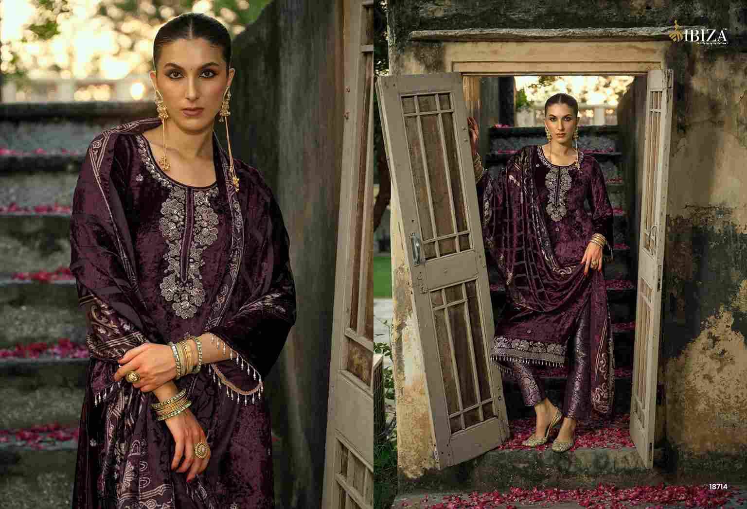 Jamavar By Ibiza 18711 To 18714 Series Beautiful Festive Suits Colorful Stylish Fancy Casual Wear & Ethnic Wear Pure Viscose Velvet Dresses At Wholesale Price