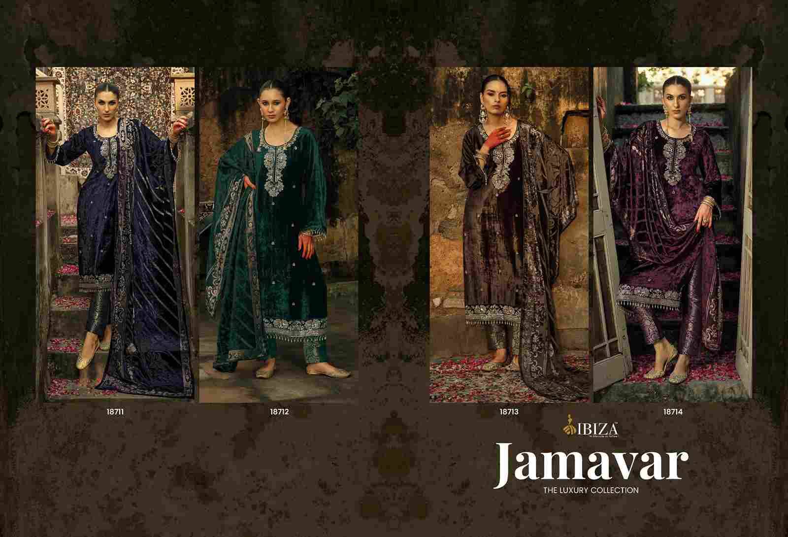 Jamavar By Ibiza 18711 To 18714 Series Beautiful Festive Suits Colorful Stylish Fancy Casual Wear & Ethnic Wear Pure Viscose Velvet Dresses At Wholesale Price