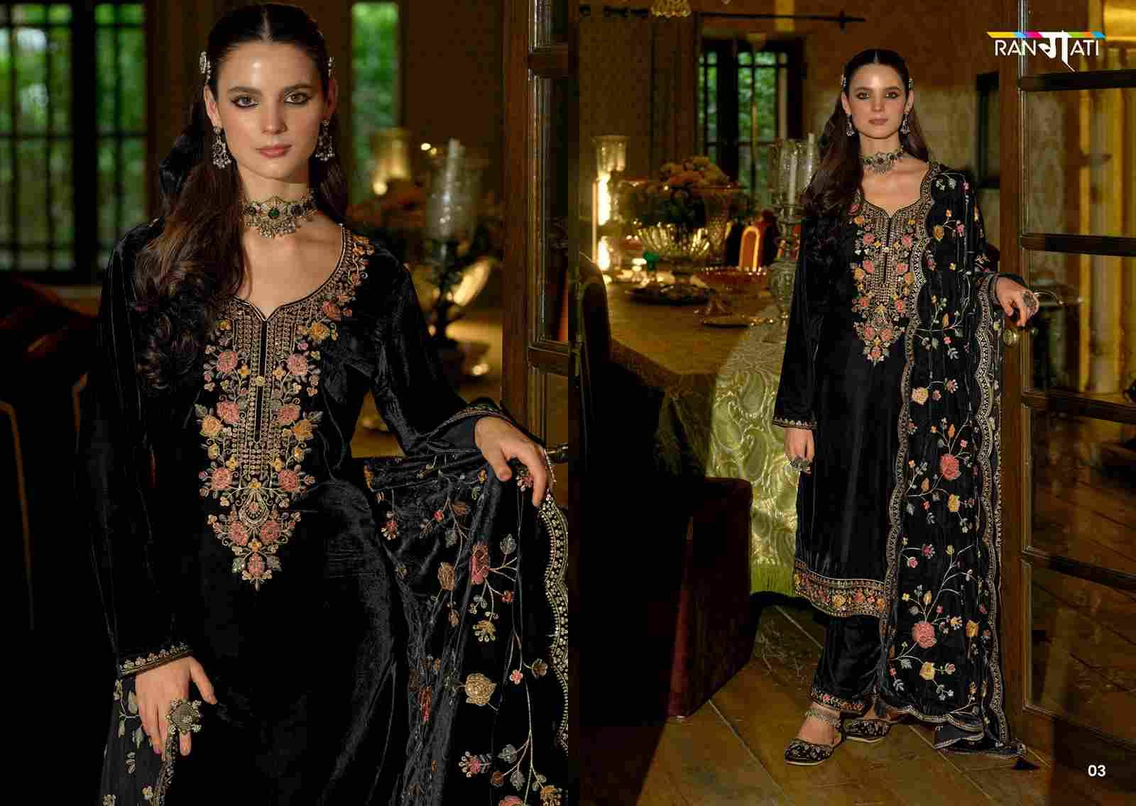 Rangrez By Rangati 01 To 04 Series Designer Festive Suits Beautiful Fancy Colorful Stylish Party Wear & Occasional Wear Velvet Dresses At Wholesale Price