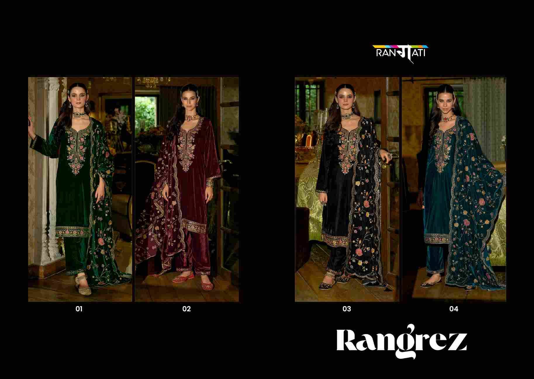 Rangrez By Rangati 01 To 04 Series Designer Festive Suits Beautiful Fancy Colorful Stylish Party Wear & Occasional Wear Velvet Dresses At Wholesale Price