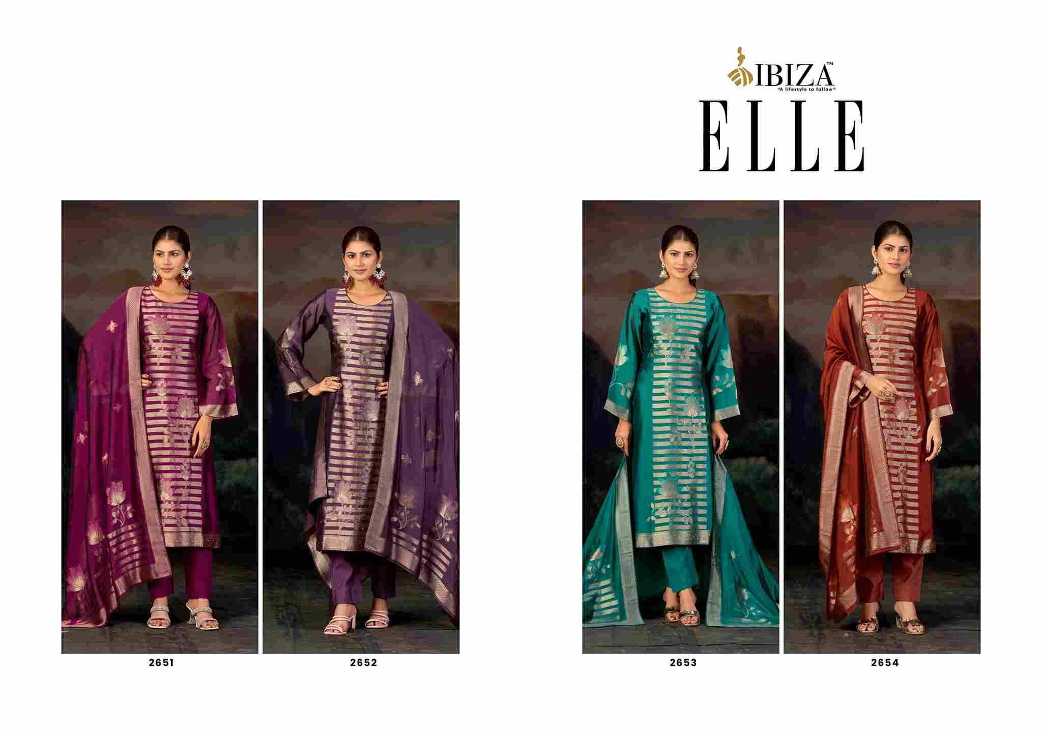 Elle By Ibiza 2651 To 2654 Series Beautiful Festive Suits Colorful Stylish Fancy Casual Wear & Ethnic Wear Pure Bangalori Silk Jacquard Dresses At Wholesale Price