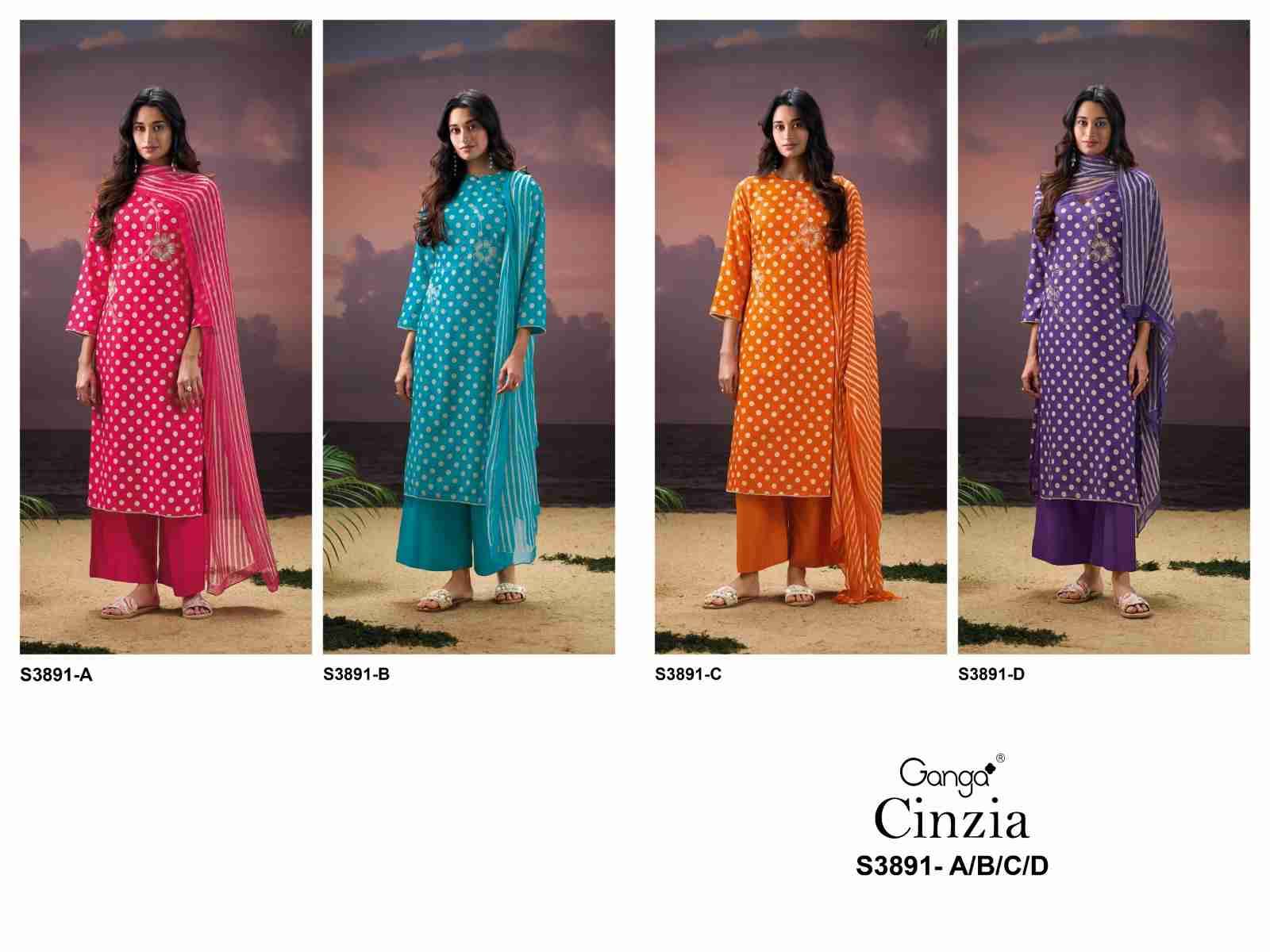 Cinzia-3891 By Ganga Fashion 3891-A To 3891-D Series Beautiful Festive Suits Colorful Stylish Fancy Casual Wear & Ethnic Wear Pure Pashmina Dresses At Wholesale Price