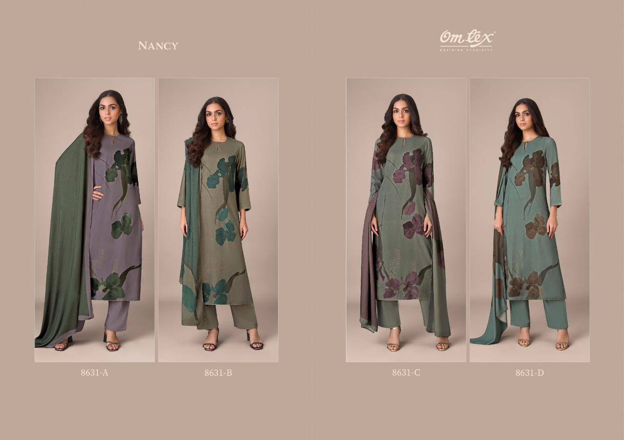 Nancy By Om Tex 8631-A To 8631-D Series Beautiful Festive Suits Colorful Stylish Fancy Casual Wear & Ethnic Wear Pure Pashmina Dresses At Wholesale Price