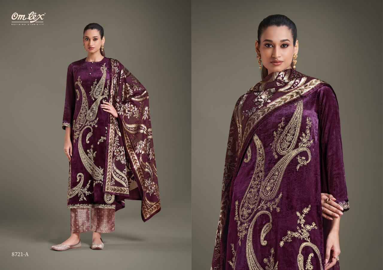 Ritha Vol-23 By Om Tex 8721-A To 8721-D Series Beautiful Festive Suits Colorful Stylish Fancy Casual Wear & Ethnic Wear Viscose Velvet Dresses At Wholesale Price