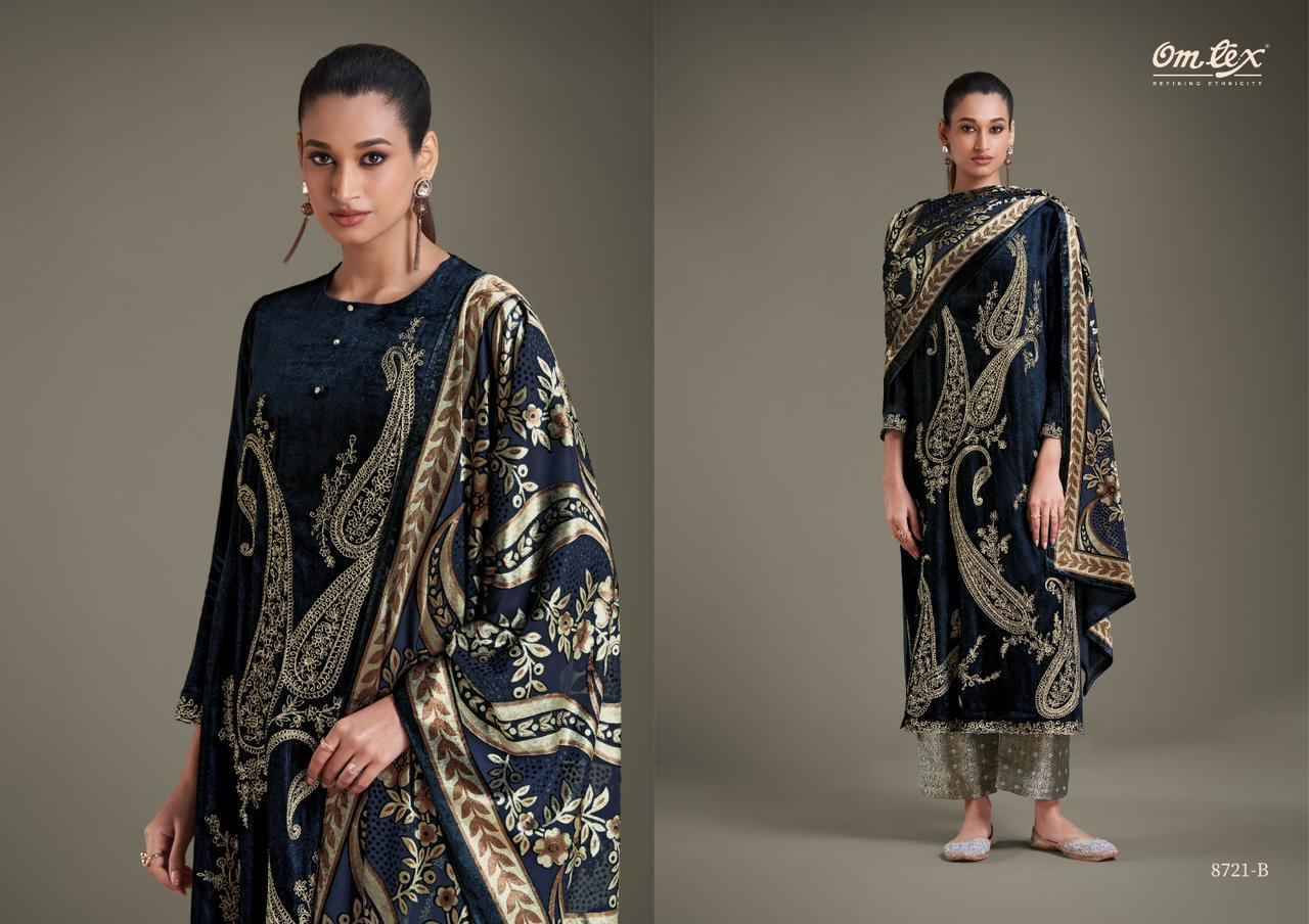 Ritha Vol-23 By Om Tex 8721-A To 8721-D Series Beautiful Festive Suits Colorful Stylish Fancy Casual Wear & Ethnic Wear Viscose Velvet Dresses At Wholesale Price