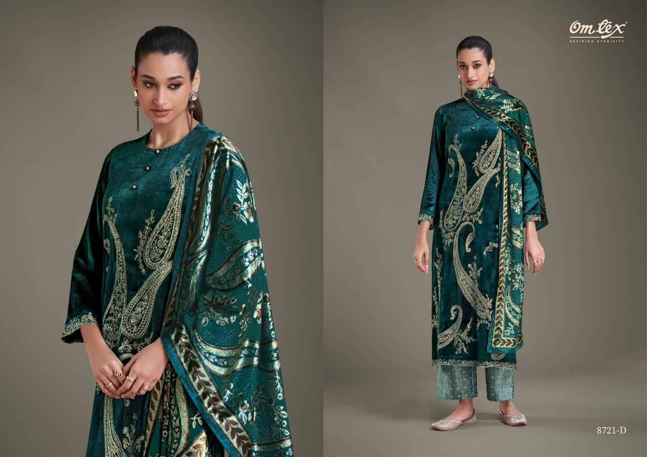 Ritha Vol-23 By Om Tex 8721-A To 8721-D Series Beautiful Festive Suits Colorful Stylish Fancy Casual Wear & Ethnic Wear Viscose Velvet Dresses At Wholesale Price
