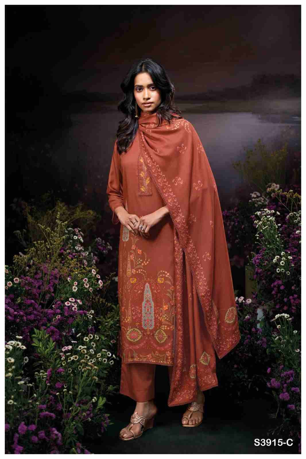 Fayruzie-3915 By Ganga Fashion 3915-A To 3915-D Series Beautiful Festive Suits Colorful Stylish Fancy Casual Wear & Ethnic Wear Pure Pashmina Dresses At Wholesale Price