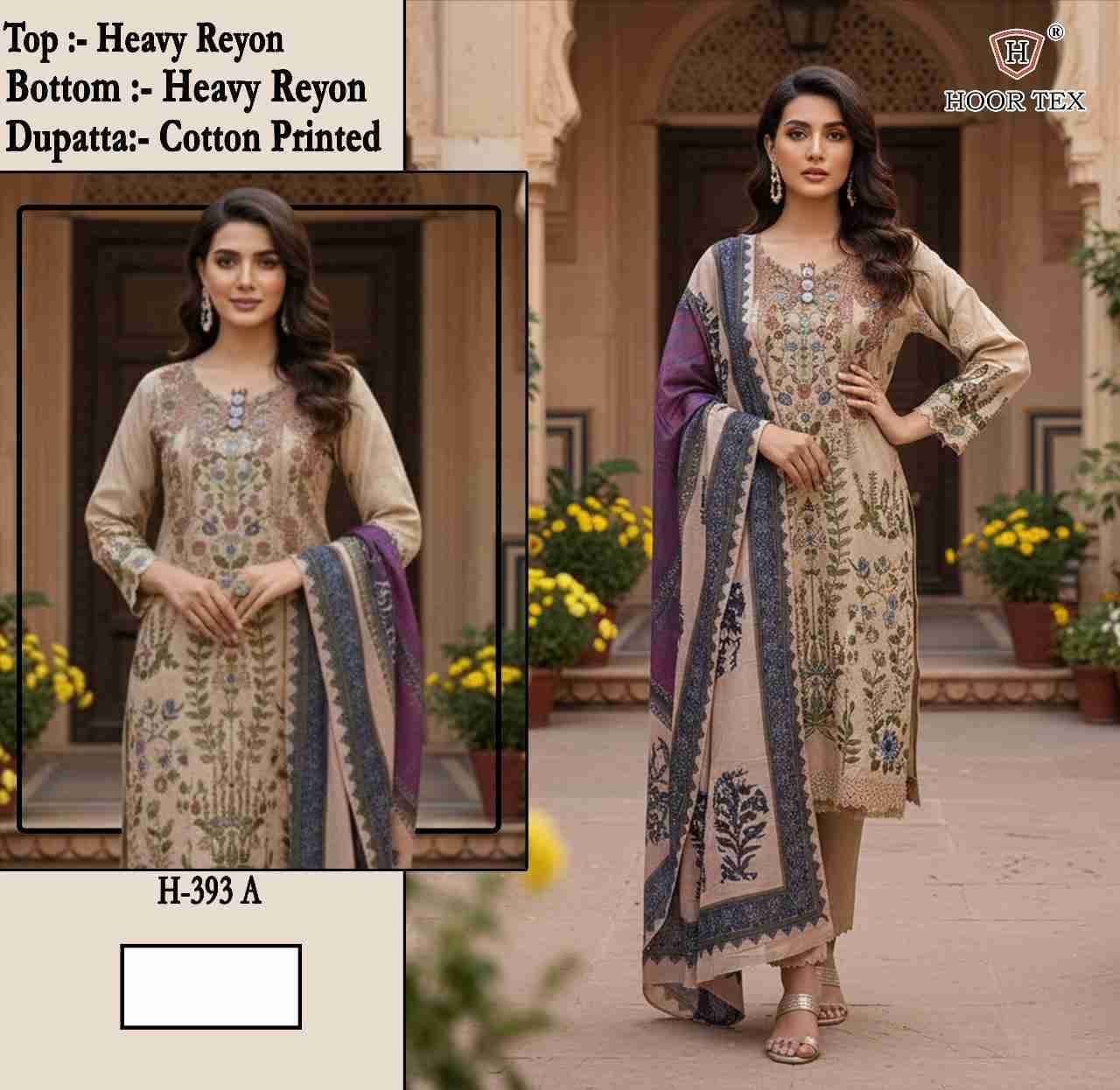 Hoor Tex Hit Design H-393 Colours By Hoor Tex H-393-A To H-393-B Series Designer Festive Pakistani Suits Collection Beautiful Stylish Fancy Colorful Party Wear & Occasional Wear Heavy Rayon With Embroidered Dresses At Wholesale Price