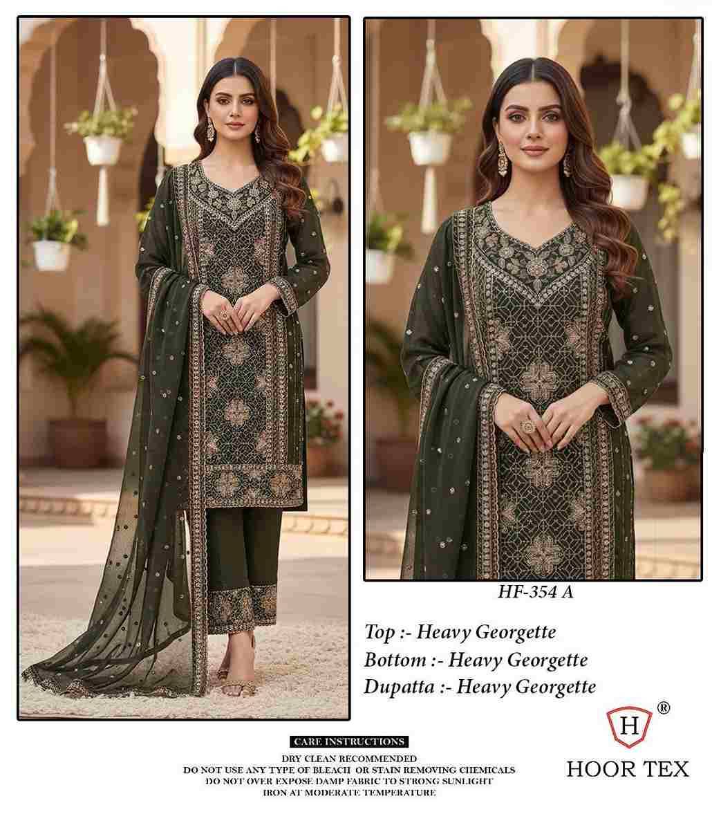 Hoor Tex Hit Design HF-354 Colours By Hoor Tex HF-354-A To HF-354-D Series Designer Festive Pakistani Suits Collection Beautiful Stylish Fancy Colorful Party Wear & Occasional Wear Heavy Georgette With Embroidered Dresses At Wholesale Price