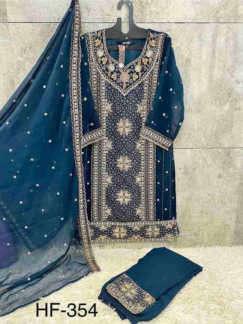 Hoor Tex Hit Design HF-354 Colours By Hoor Tex HF-354-A To HF-354-D Series Designer Festive Pakistani Suits Collection Beautiful Stylish Fancy Colorful Party Wear & Occasional Wear Heavy Georgette With Embroidered Dresses At Wholesale Price