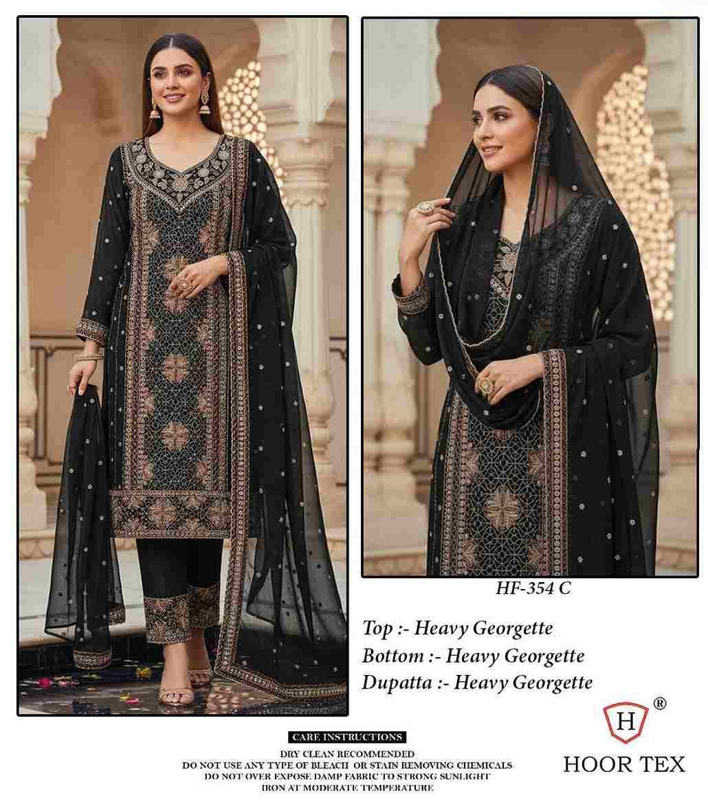 Hoor Tex Hit Design HF-354 Colours By Hoor Tex HF-354-A To HF-354-D Series Designer Festive Pakistani Suits Collection Beautiful Stylish Fancy Colorful Party Wear & Occasional Wear Heavy Georgette With Embroidered Dresses At Wholesale Price
