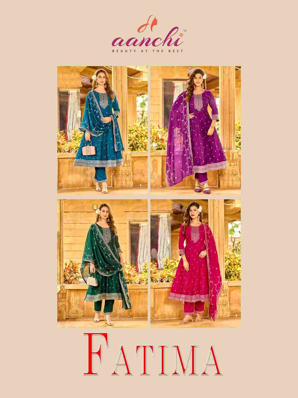Fatima By Aanchi 01 To 04 Series Beautiful Festive Suits Colorful Stylish Fancy Casual Wear & Ethnic Wear Vichitra Silk Dresses At Wholesale Price