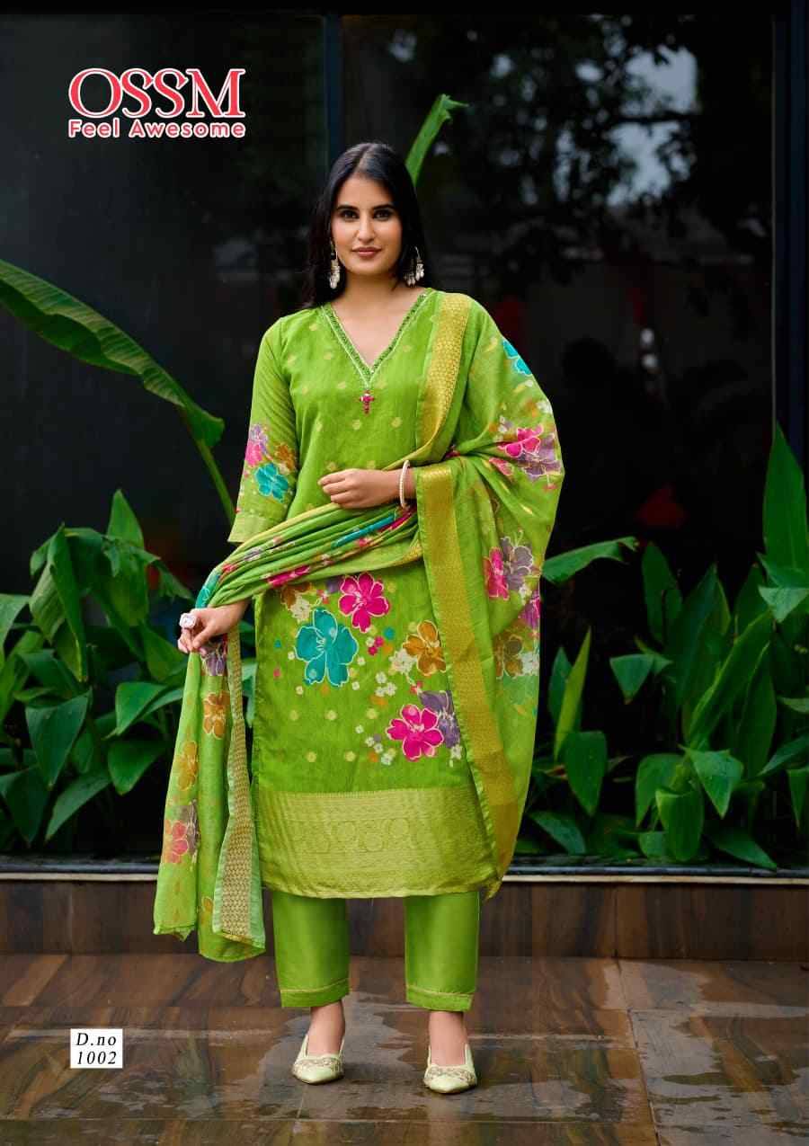 Sajni By Ossm 1001 To 1006 Series Designer Stylish Fancy Colorful Beautiful Party Wear & Ethnic Wear Collection Jacquard Silk Dresses At Wholesale Price