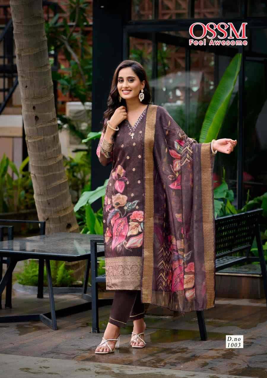 Sajni By Ossm 1001 To 1006 Series Designer Stylish Fancy Colorful Beautiful Party Wear & Ethnic Wear Collection Jacquard Silk Dresses At Wholesale Price