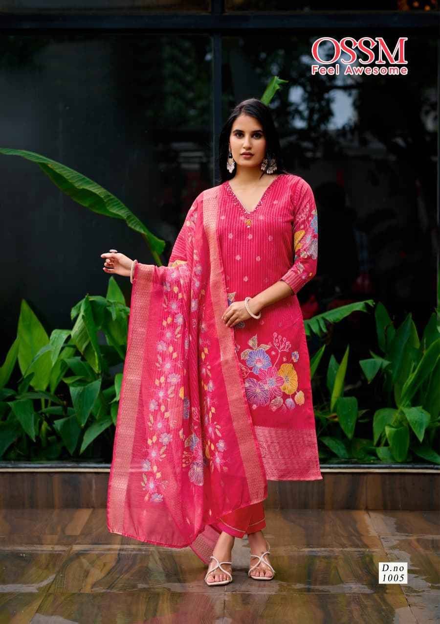 Sajni By Ossm 1001 To 1006 Series Designer Stylish Fancy Colorful Beautiful Party Wear & Ethnic Wear Collection Jacquard Silk Dresses At Wholesale Price