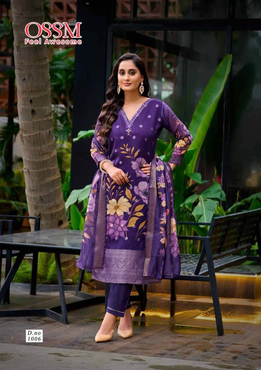 Sajni By Ossm 1001 To 1006 Series Designer Stylish Fancy Colorful Beautiful Party Wear & Ethnic Wear Collection Jacquard Silk Dresses At Wholesale Price