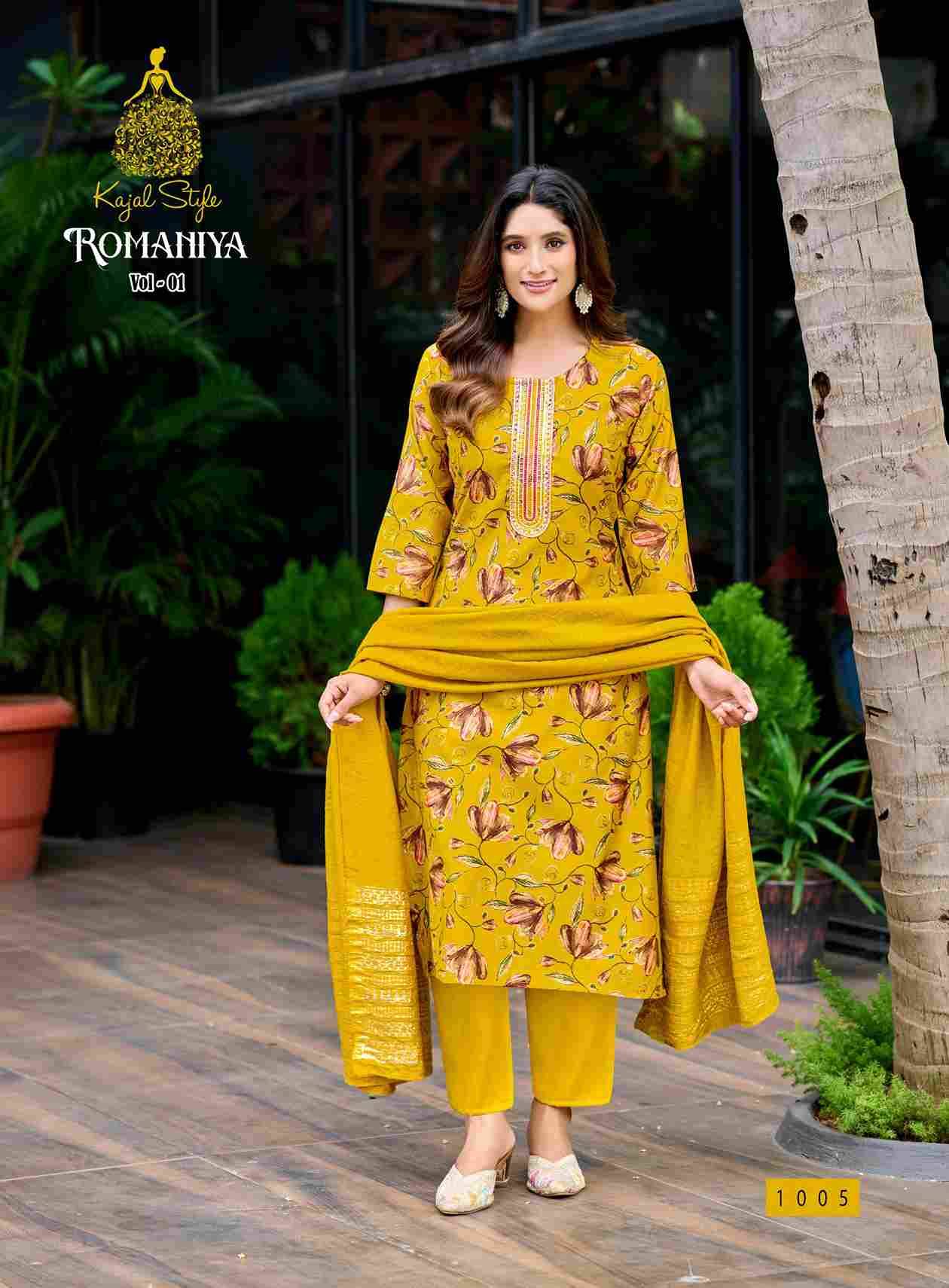 Romaniya Vol-1 By Kajal Style 1001 To 1008 Series Beautiful Stylish Festive Suits Fancy Colorful Casual Wear & Ethnic Wear & Ready To Wear Vertican Dresses At Wholesale Price