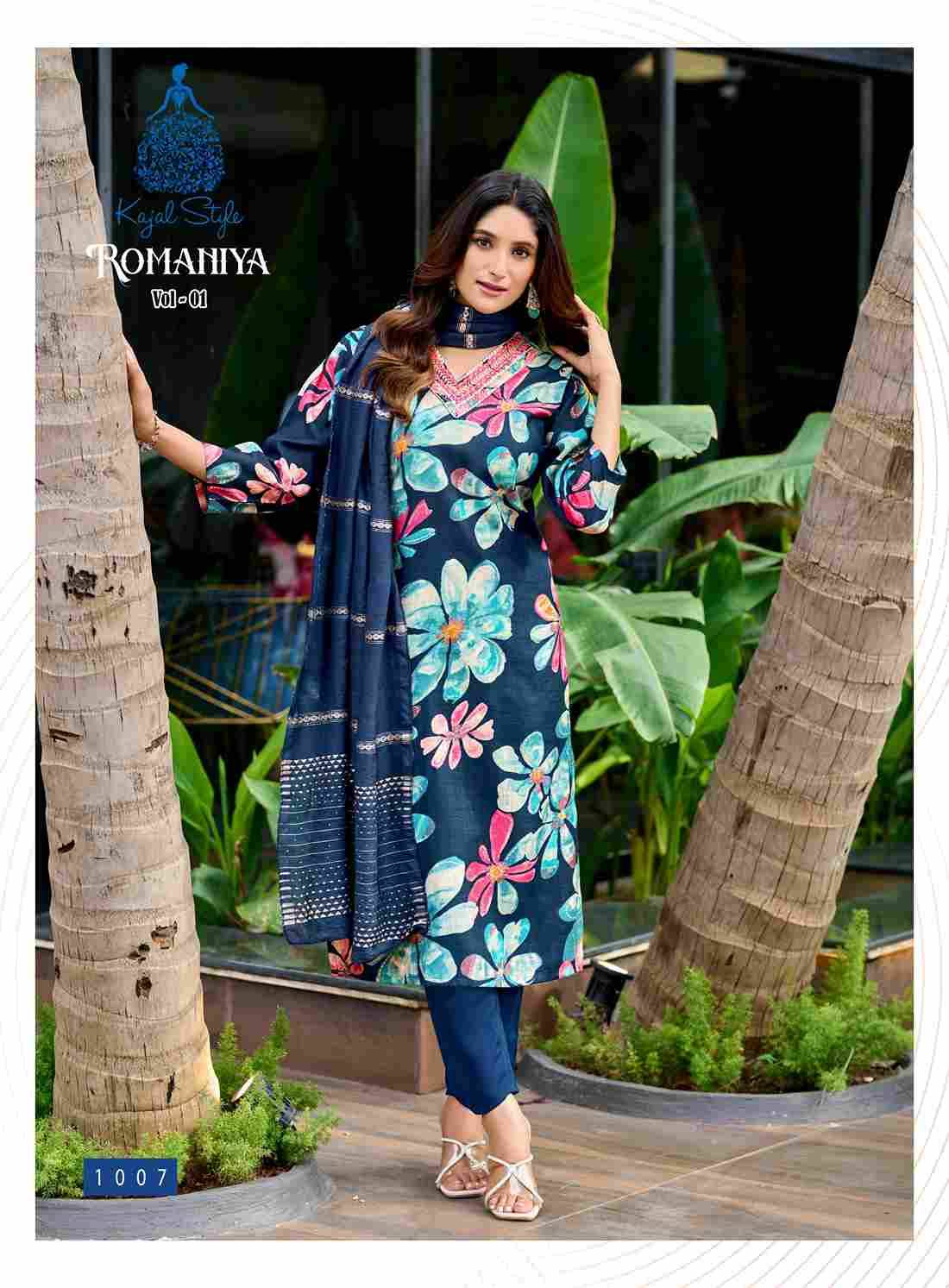 Romaniya Vol-1 By Kajal Style 1001 To 1008 Series Beautiful Stylish Festive Suits Fancy Colorful Casual Wear & Ethnic Wear & Ready To Wear Vertican Dresses At Wholesale Price