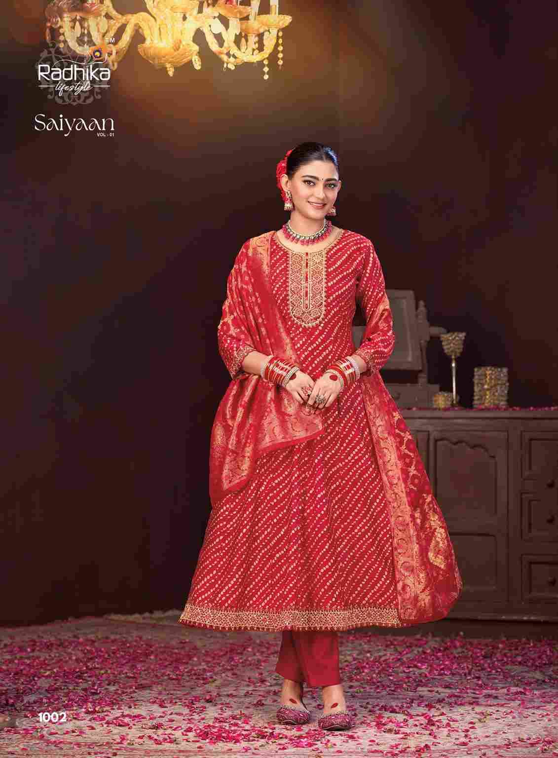 Saiyaan Vol-1 By Radhika Lifestyle 1001 To 1004 Series Designer Festive Suits Beautiful Stylish Fancy Colorful Party Wear & Occasional Wear Berlin Silk Print Dresses At Wholesale Price