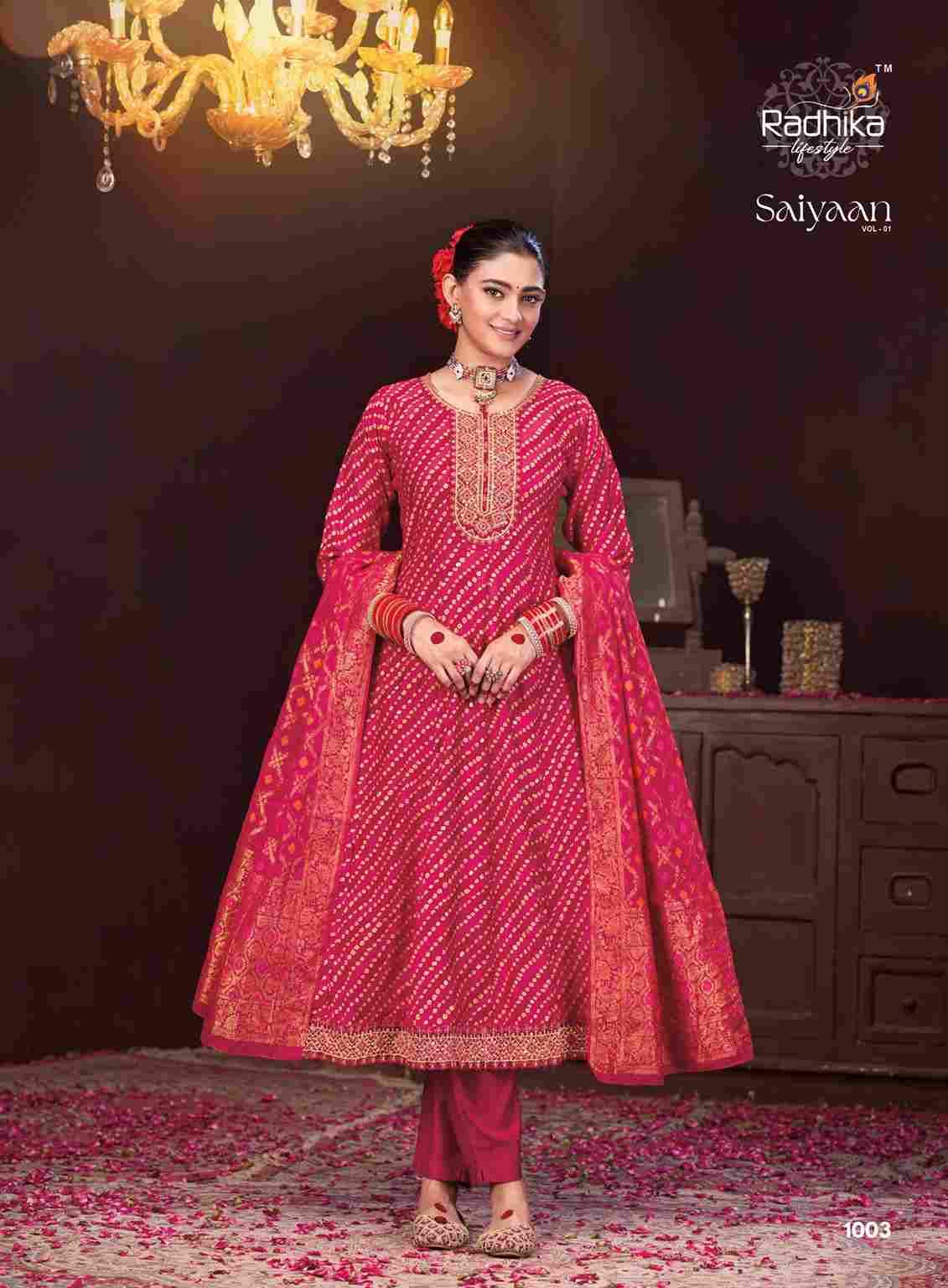 Saiyaan Vol-1 By Radhika Lifestyle 1001 To 1004 Series Designer Festive Suits Beautiful Stylish Fancy Colorful Party Wear & Occasional Wear Berlin Silk Print Dresses At Wholesale Price