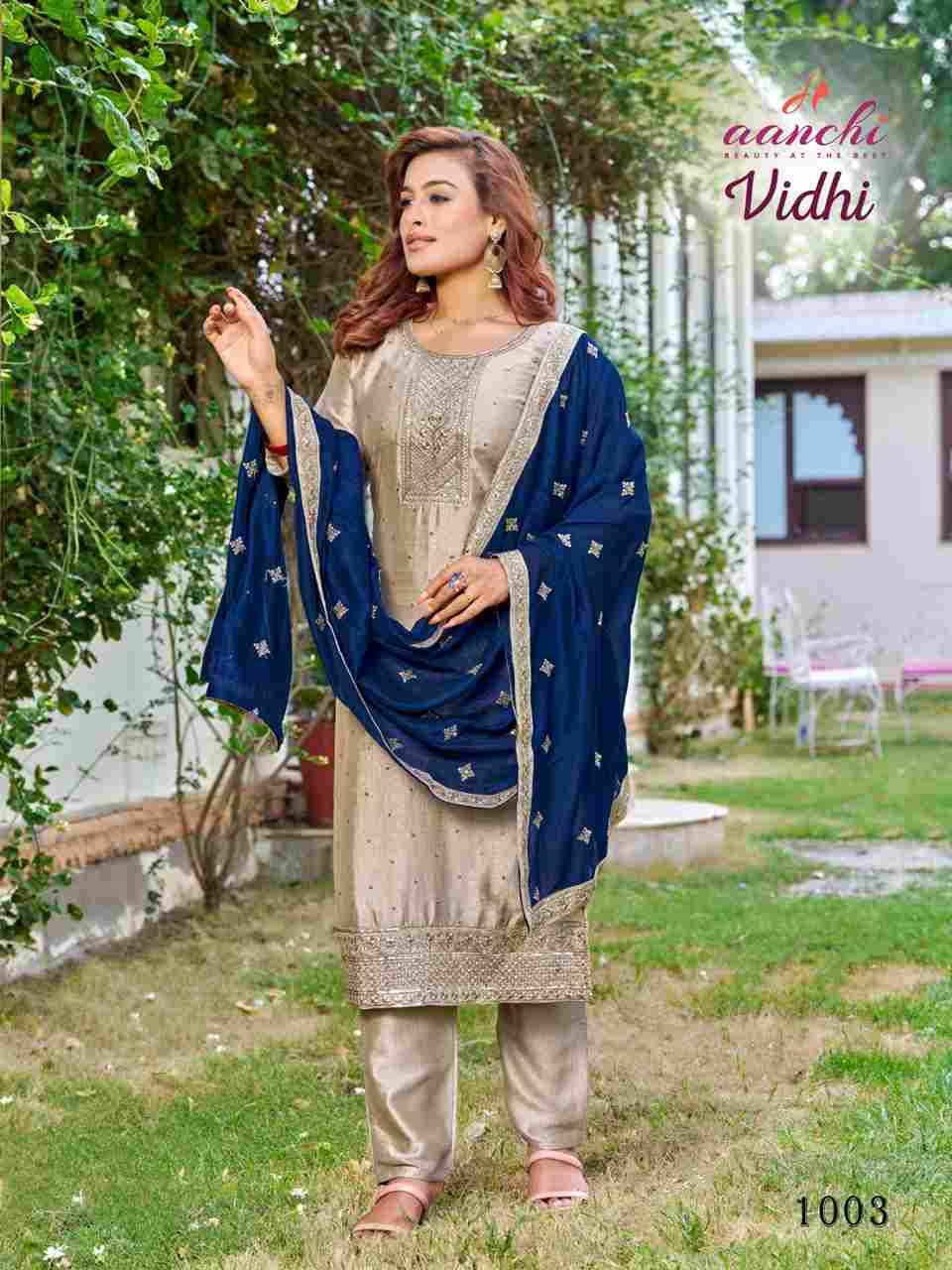 Vidhi By Aanchi 1001 To 1004 Series Beautiful Festive Suits Colorful Stylish Fancy Casual Wear & Ethnic Wear Vichitra Silk Dresses At Wholesale Price