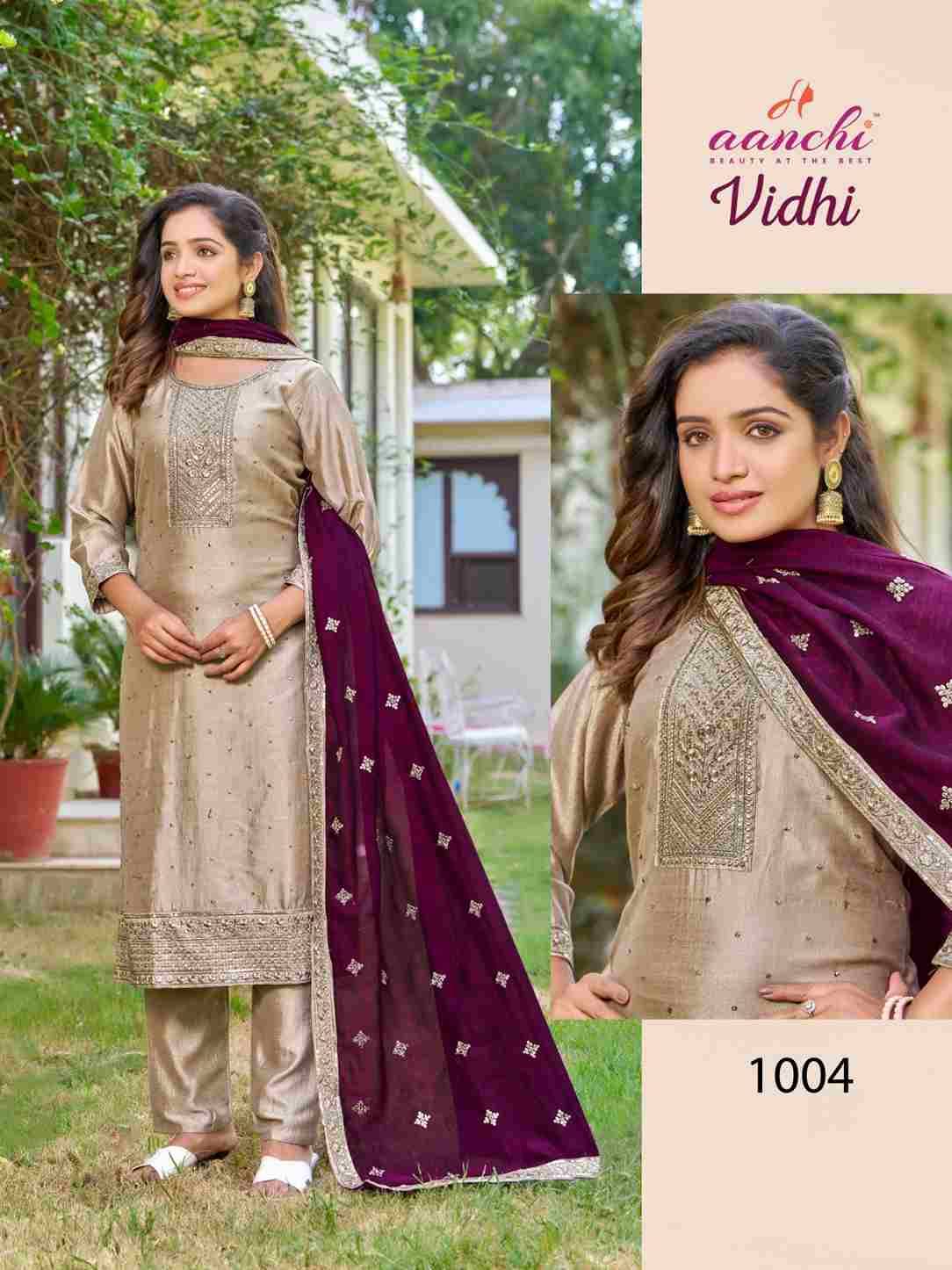 Vidhi By Aanchi 1001 To 1004 Series Beautiful Festive Suits Colorful Stylish Fancy Casual Wear & Ethnic Wear Vichitra Silk Dresses At Wholesale Price