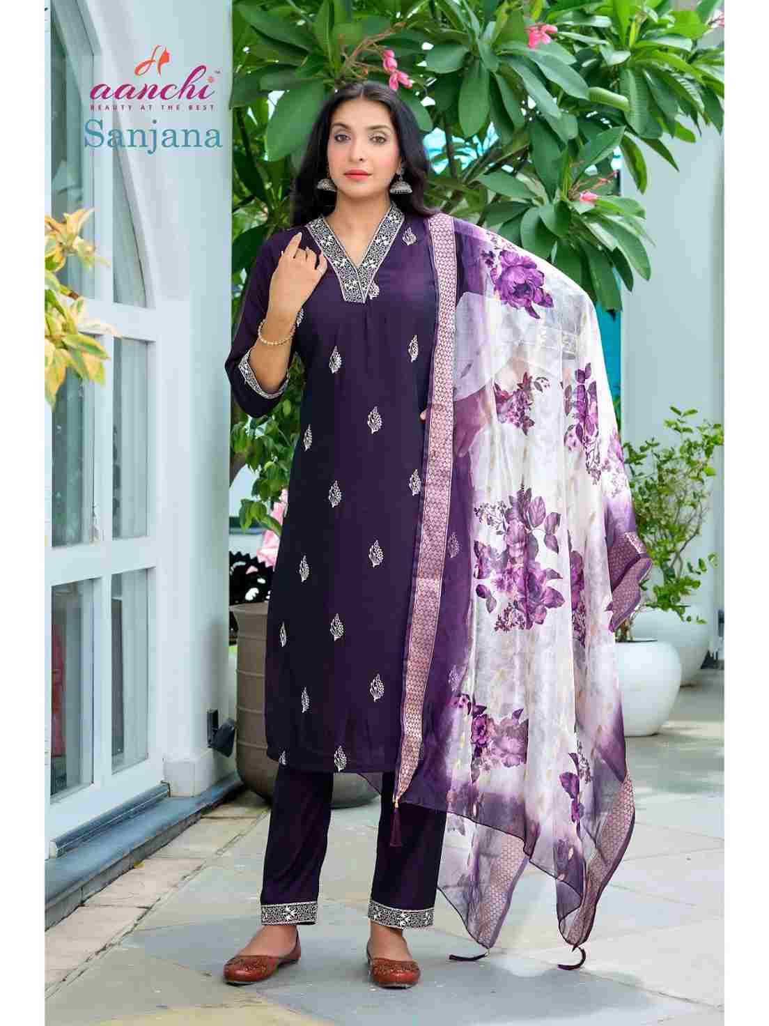 Sanjana By Aanchi 01 To 04 Series Beautiful Festive Suits Colorful Stylish Fancy Casual Wear & Ethnic Wear Rangoli Silk Dresses At Wholesale Price