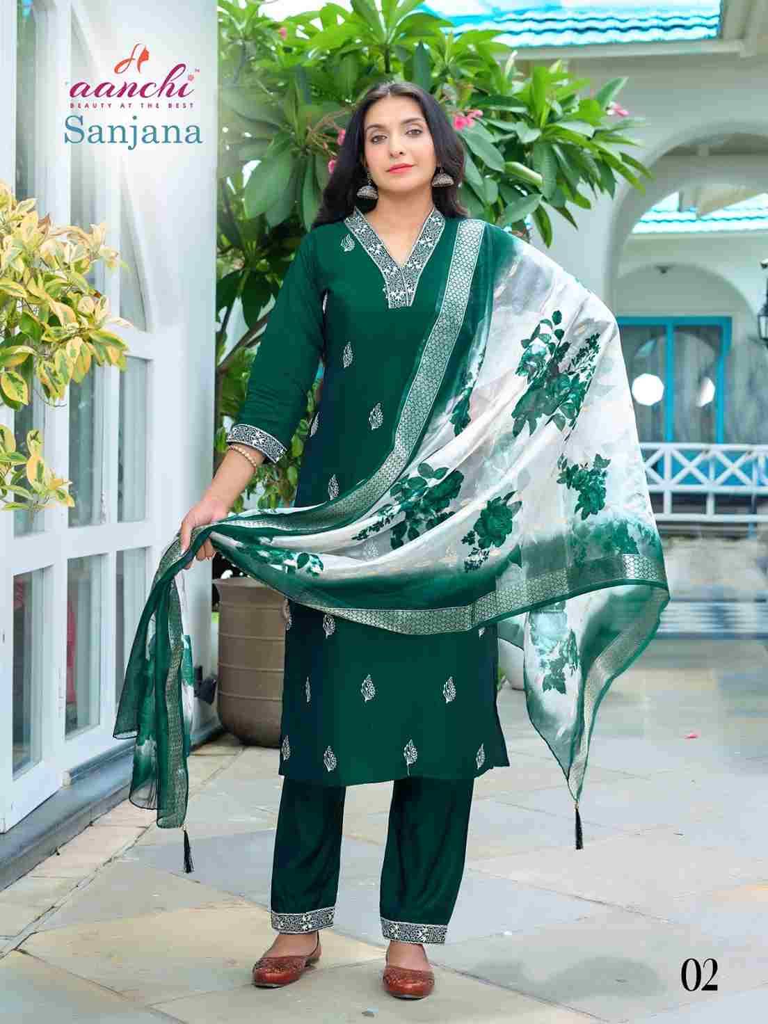Sanjana By Aanchi 01 To 04 Series Beautiful Festive Suits Colorful Stylish Fancy Casual Wear & Ethnic Wear Rangoli Silk Dresses At Wholesale Price