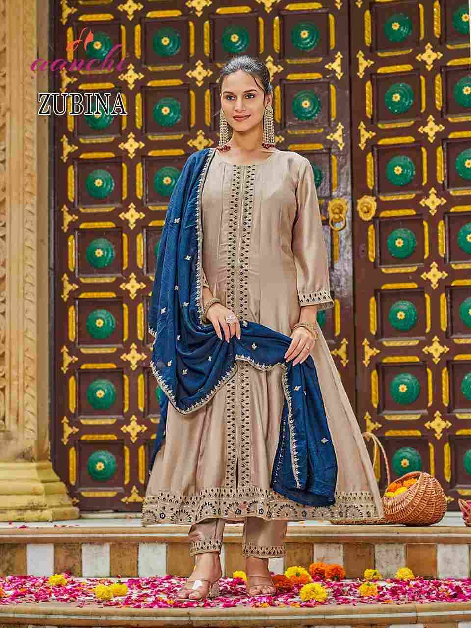 Zubina By Aanchi 01 To 04 Series Beautiful Festive Suits Colorful Stylish Fancy Casual Wear & Ethnic Wear Vichitra Silk Dresses At Wholesale Price