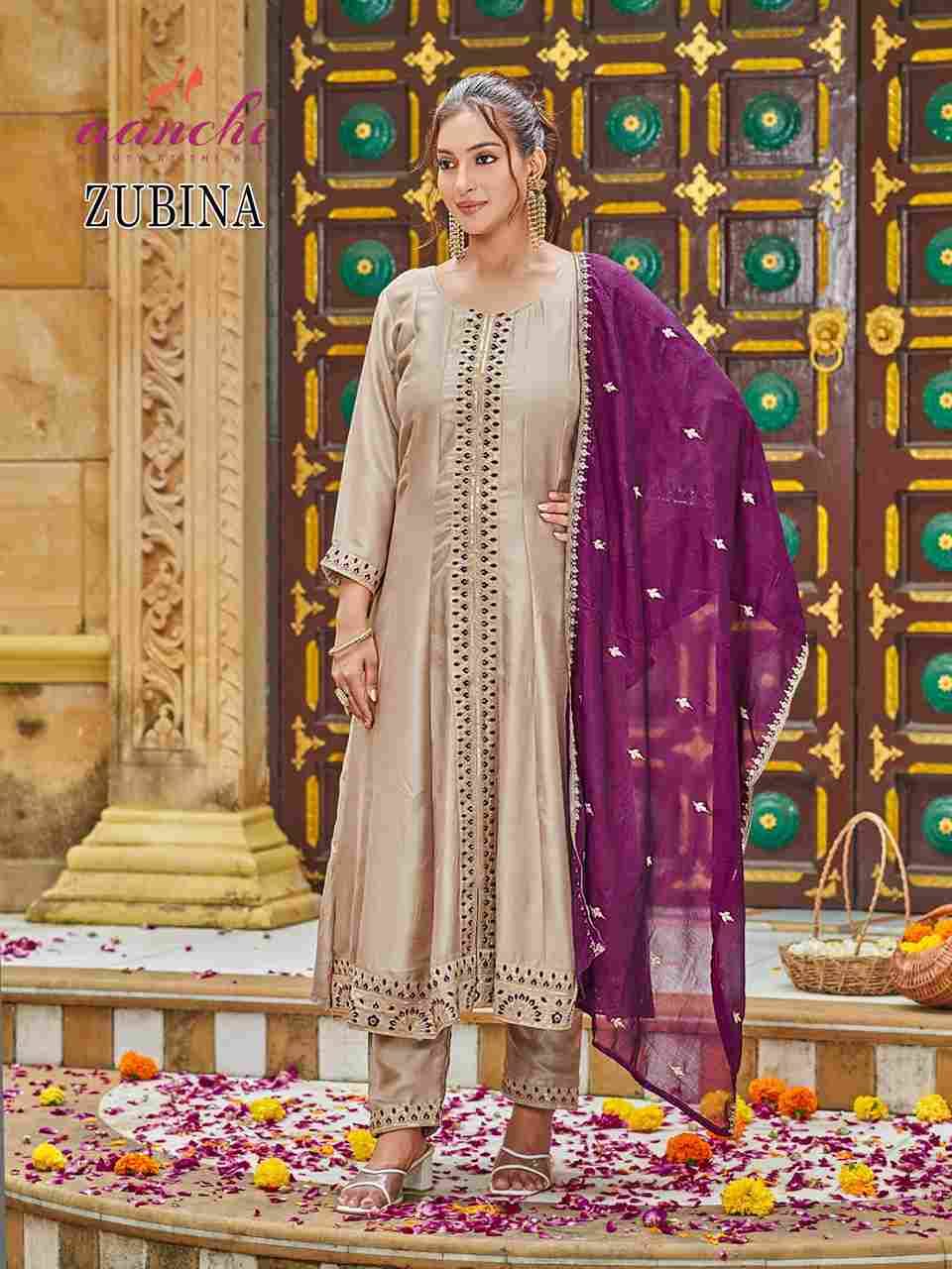 Zubina By Aanchi 01 To 04 Series Beautiful Festive Suits Colorful Stylish Fancy Casual Wear & Ethnic Wear Vichitra Silk Dresses At Wholesale Price