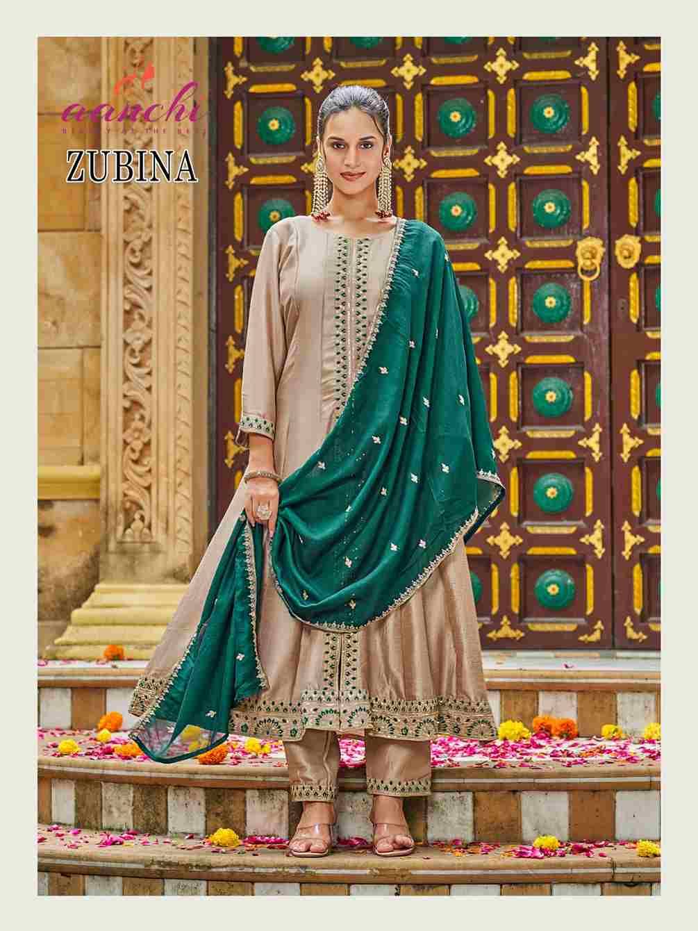 Zubina By Aanchi 01 To 04 Series Beautiful Festive Suits Colorful Stylish Fancy Casual Wear & Ethnic Wear Vichitra Silk Dresses At Wholesale Price