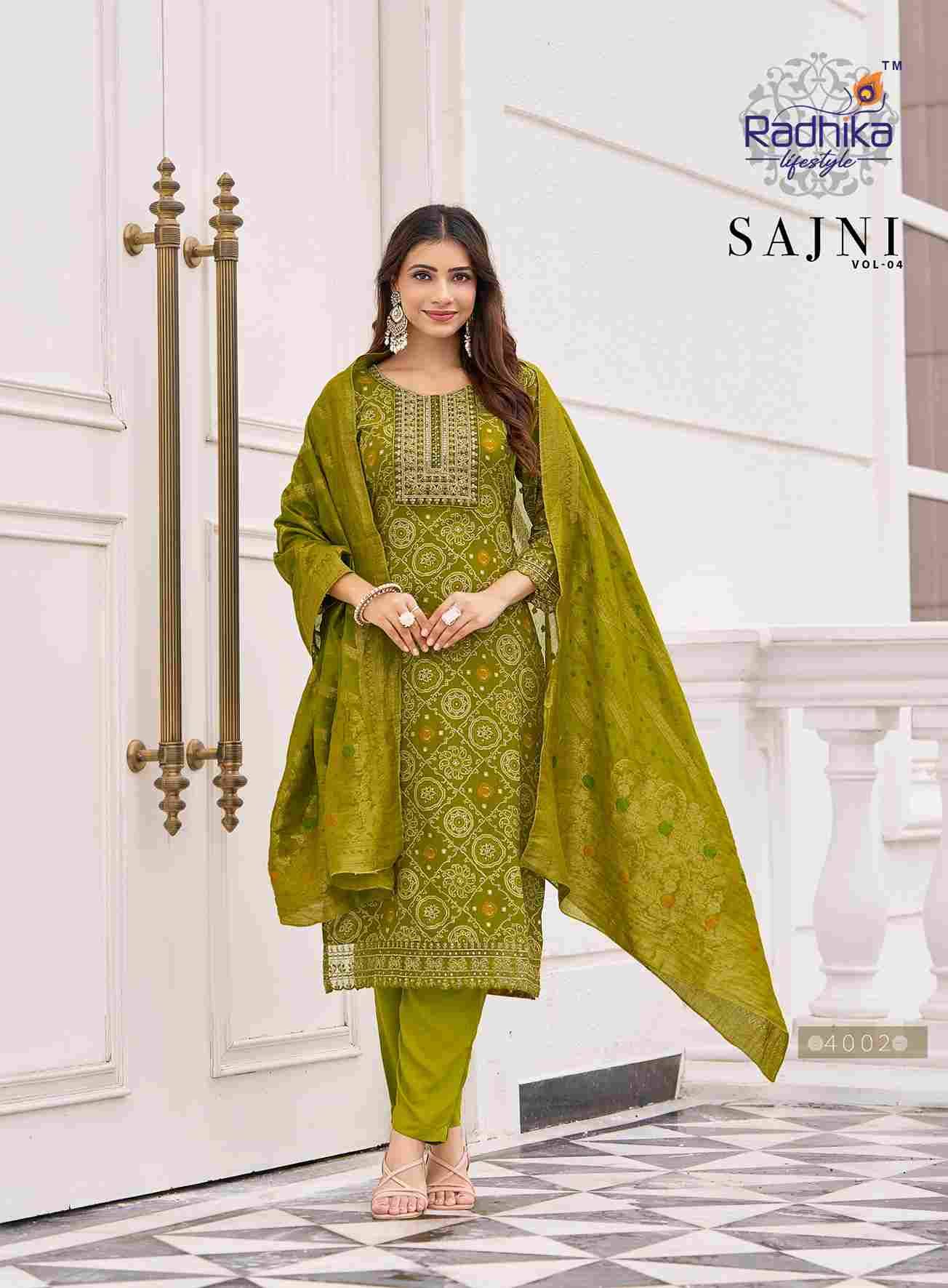 Sajni Vol-4 By Radhika Lifestyle 4001 To 4006 Series Beautiful Festive Suits Colorful Stylish Fancy Casual Wear & Ethnic Wear Pure Rayon Dresses At Wholesale Price