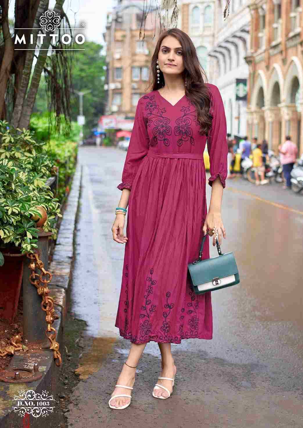 Queen By Mittoo 1001 To 1006 Series Designer Stylish Fancy Colorful Beautiful Party Wear & Ethnic Wear Collection Heavy Rayon Kurtis At Wholesale Price