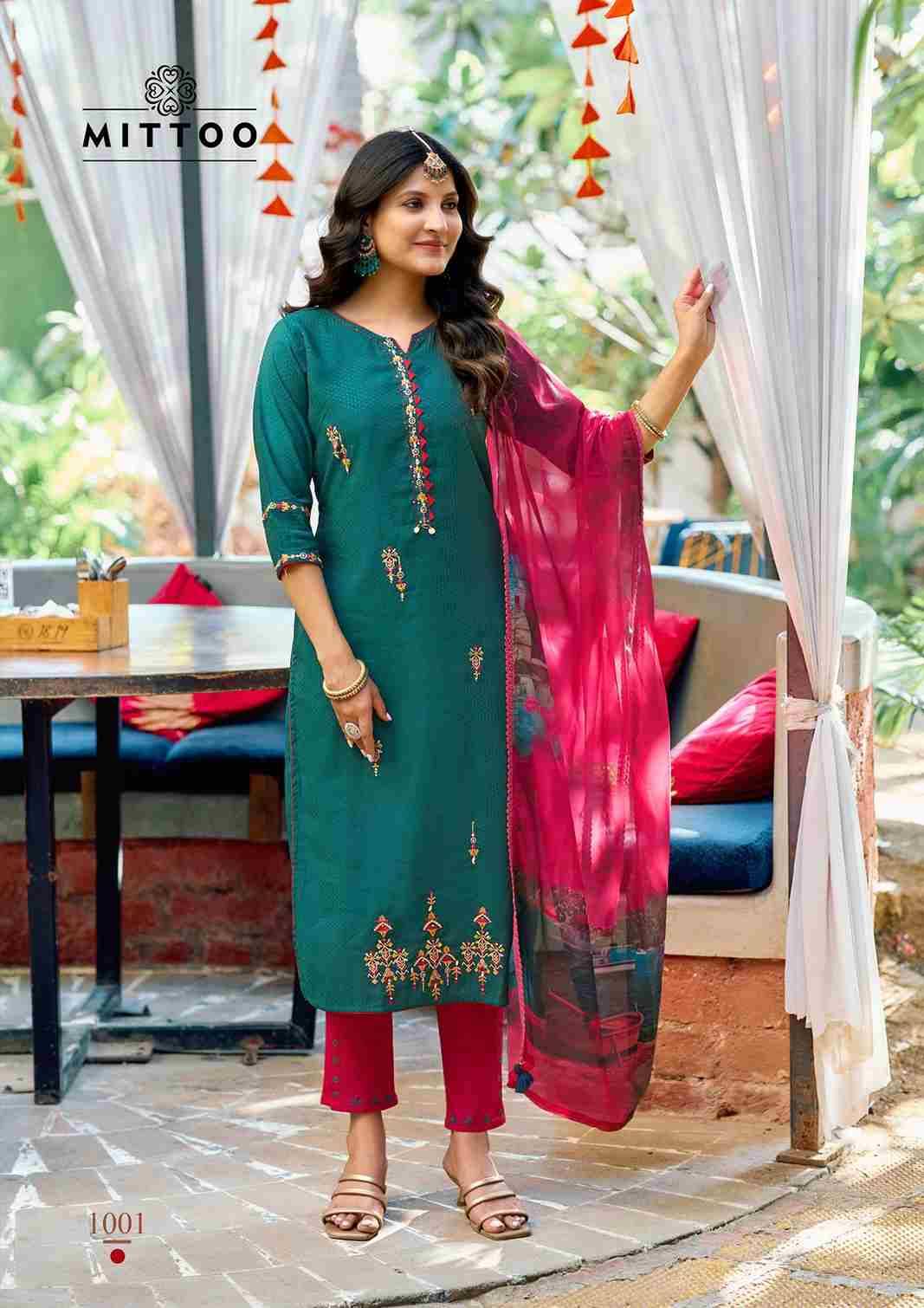 Khoobsurat By Mittoo 1001 To 1006 Series Designer Festive Suits Beautiful Stylish Fancy Colorful Party Wear & Occasional Wear Viscose Weaving Dresses At Wholesale Price