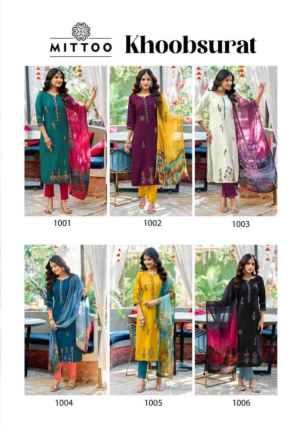 Khoobsurat By Mittoo 1001 To 1006 Series Designer Festive Suits Beautiful Stylish Fancy Colorful Party Wear & Occasional Wear Viscose Weaving Dresses At Wholesale Price