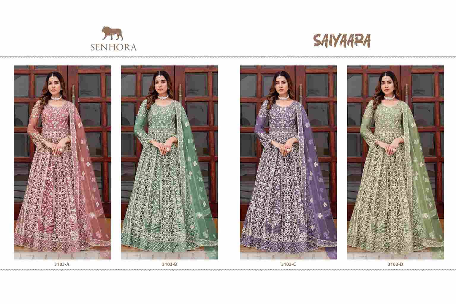 Saiyaara By Senhora Dresses 3103-A To 3103-D Series Designer Stylish Fancy Colorful Beautiful Party Wear & Ethnic Wear Collection Premium Net Gowns With Dupatta At Wholesale Price