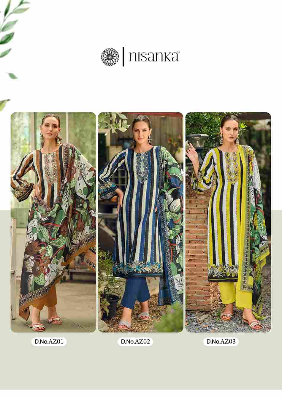 Azaa By Nisanka 01 To 06 Series Wholesale Designer Festive Suits Collection Beautiful Stylish Fancy Colorful Party Wear & Occasional Wear Pure Jam Satin Print Dresses At Wholesale Price