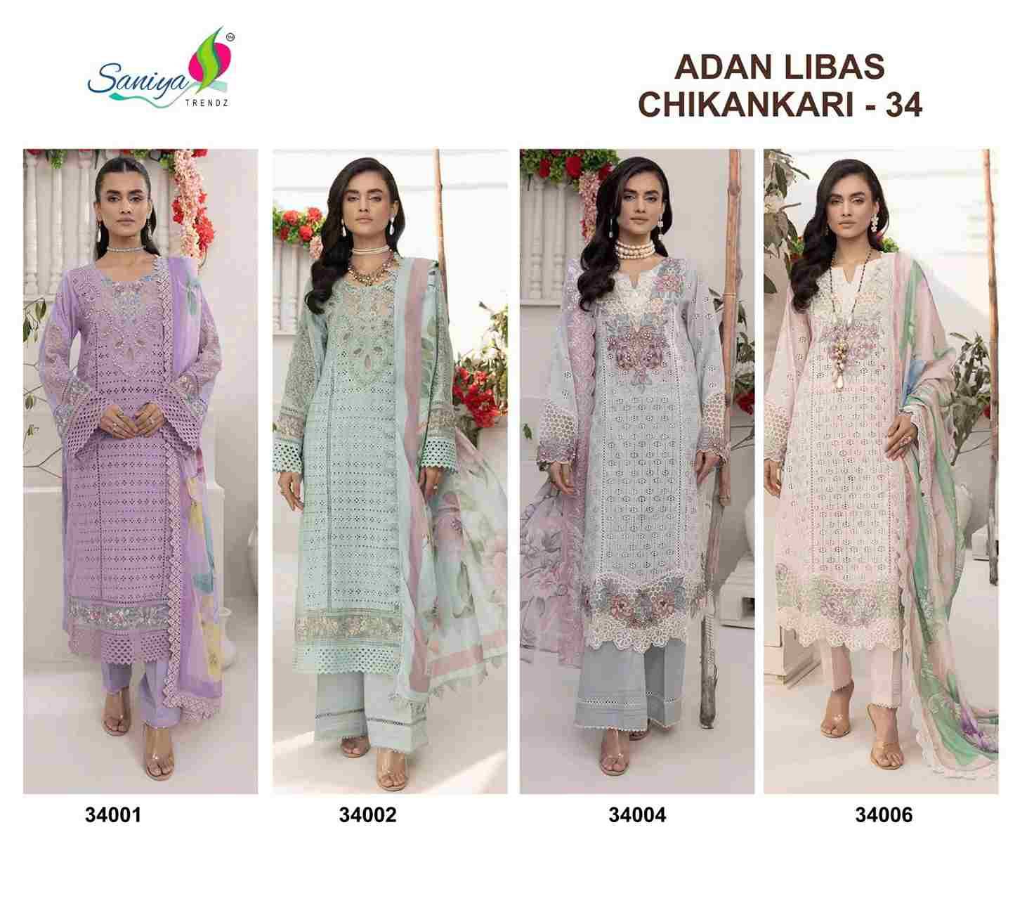 Adan Libas Chikankari Vol-34 By Saniya Trendz Beautiful Pakistani Suits Colorful Stylish Fancy Casual Wear & Ethnic Wear Cotton Embroidered Dresses At Wholesale Price