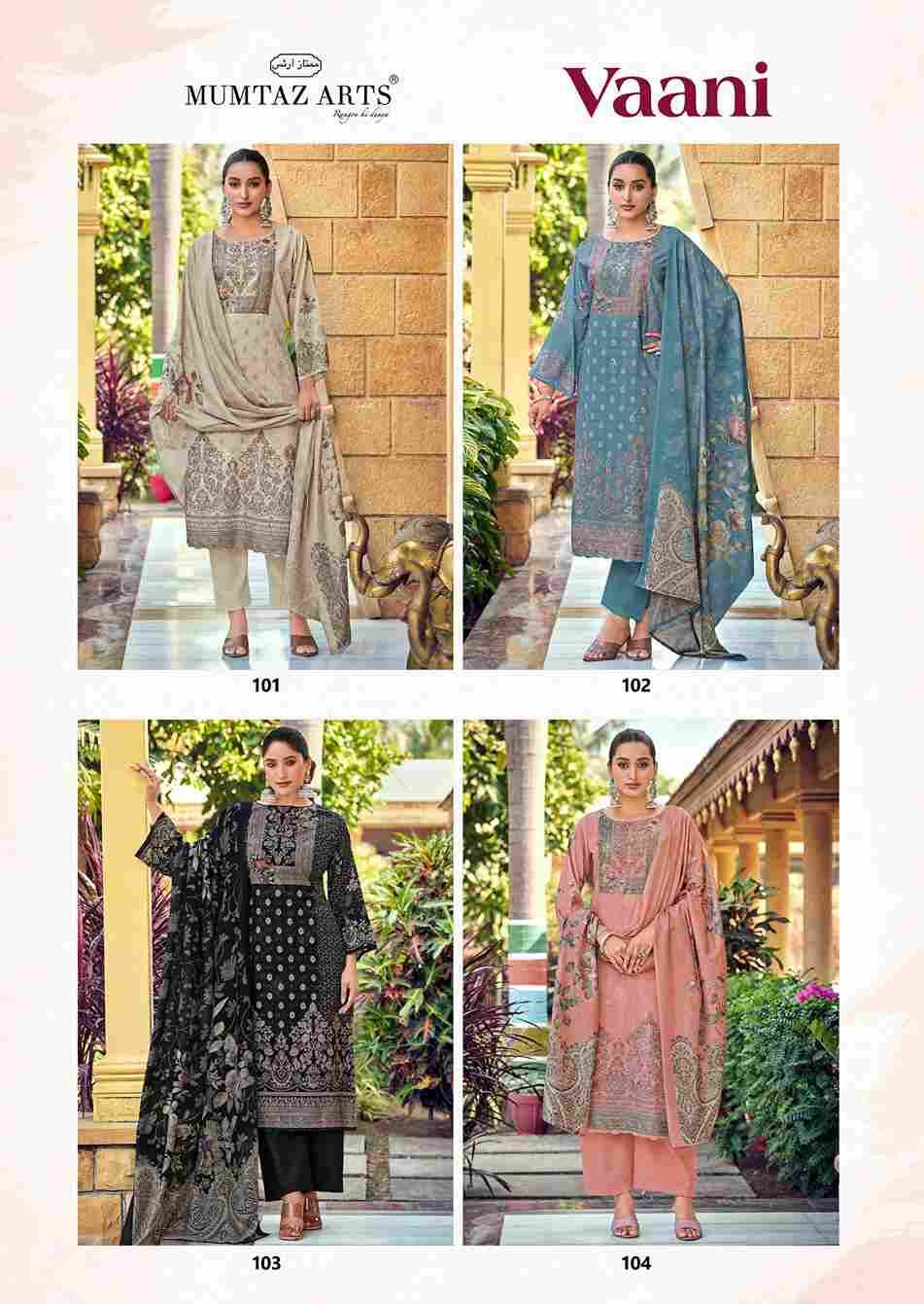 Vaani By Mumtaz Arts 101 To 104 Series Beautiful Festive Suits Colorful Stylish Fancy Casual Wear & Ethnic Wear Pure Jam Satin Print Dresses At Wholesale Price