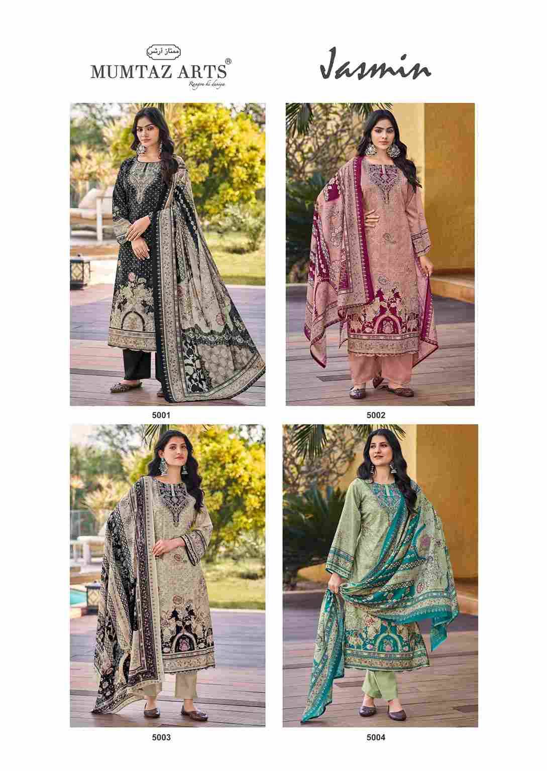 Jasmin By Mumtaz Arts 5001 To 5004 Series Beautiful Festive Suits Colorful Stylish Fancy Casual Wear & Ethnic Wear Pure Jam Satin Print Dresses At Wholesale Price
