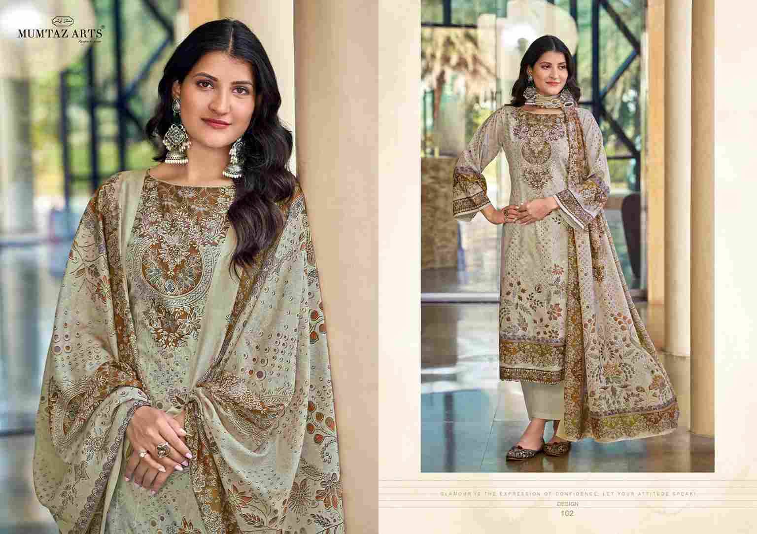 Veda By Mumtaz Arts 101 To 104 Series Beautiful Festive Suits Colorful Stylish Fancy Casual Wear & Ethnic Wear Pure Jam Satin Print Dresses At Wholesale Price