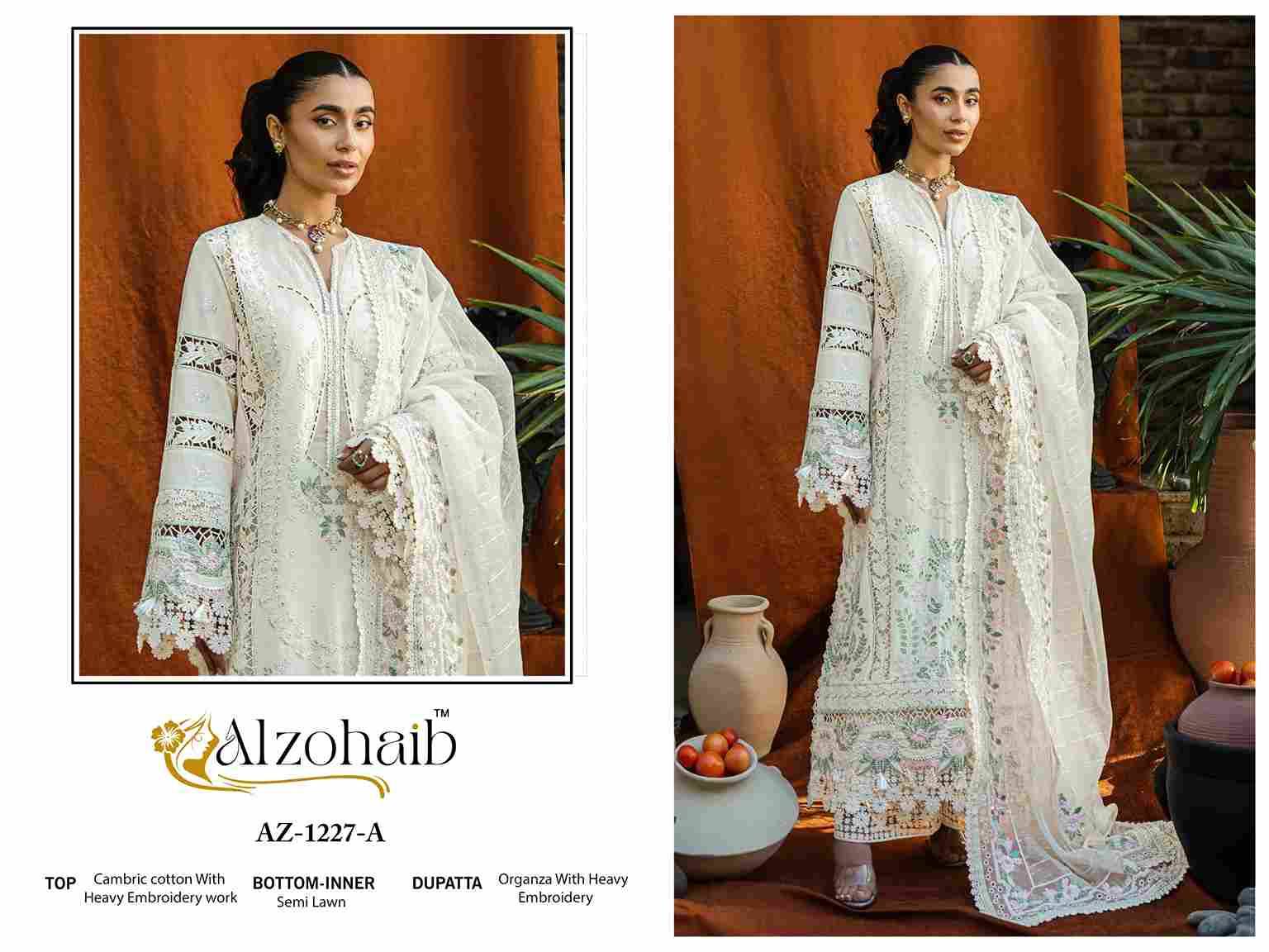 Alzohaib 1227 Colours By Alzohaib 1227-A To 1227-B Series Beautiful Pakistani Suits Stylish Fancy Colorful Party Wear & Occasional Wear Cambric Cotton Print Dresses At Wholesale Price