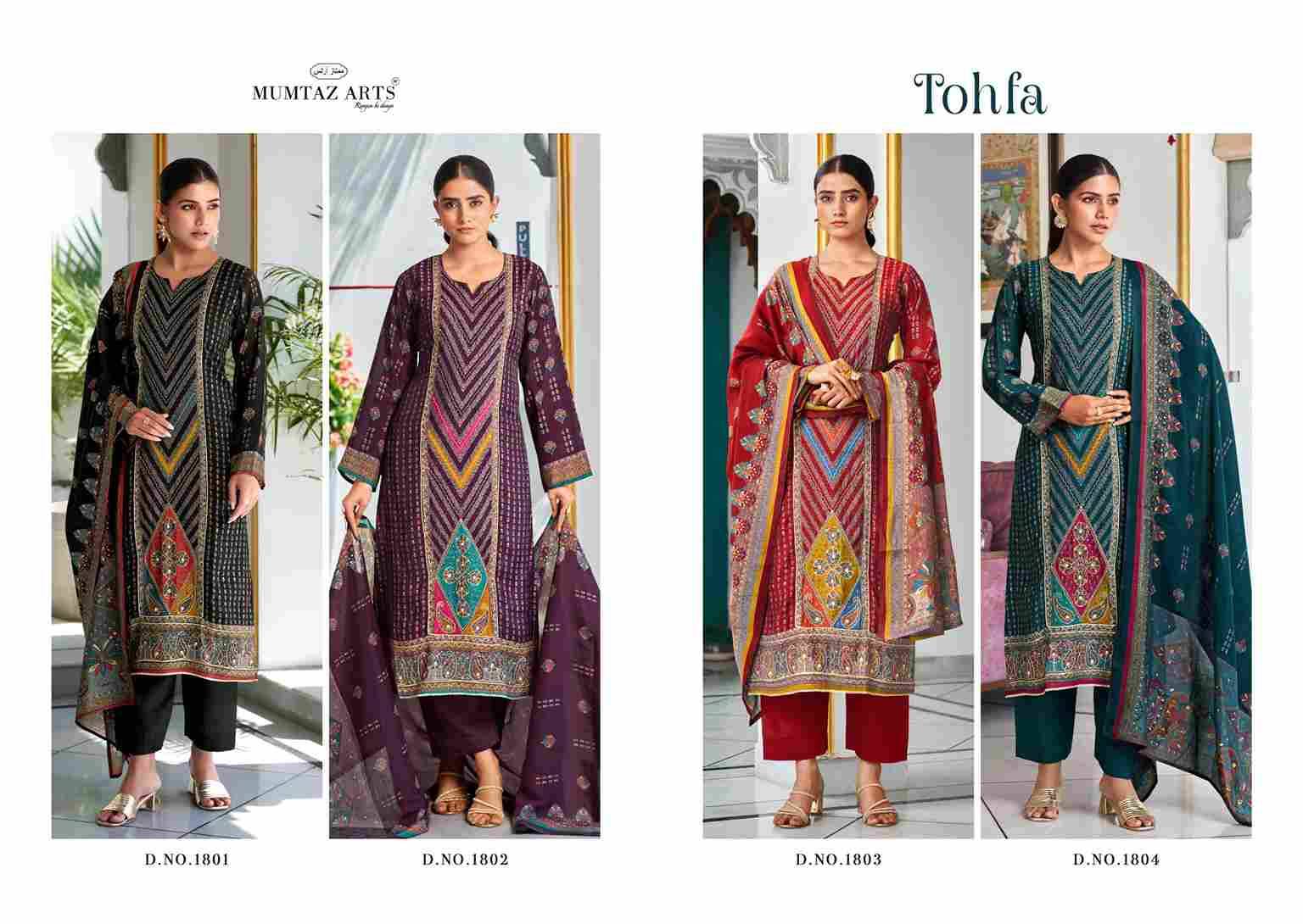 Tohfa By Mumtaz Arts 1801 To 1804 Series Designer Festive Suits Collection Beautiful Stylish Fancy Colorful Party Wear & Occasional Wear Pure Muslin Dresses At Wholesale Price