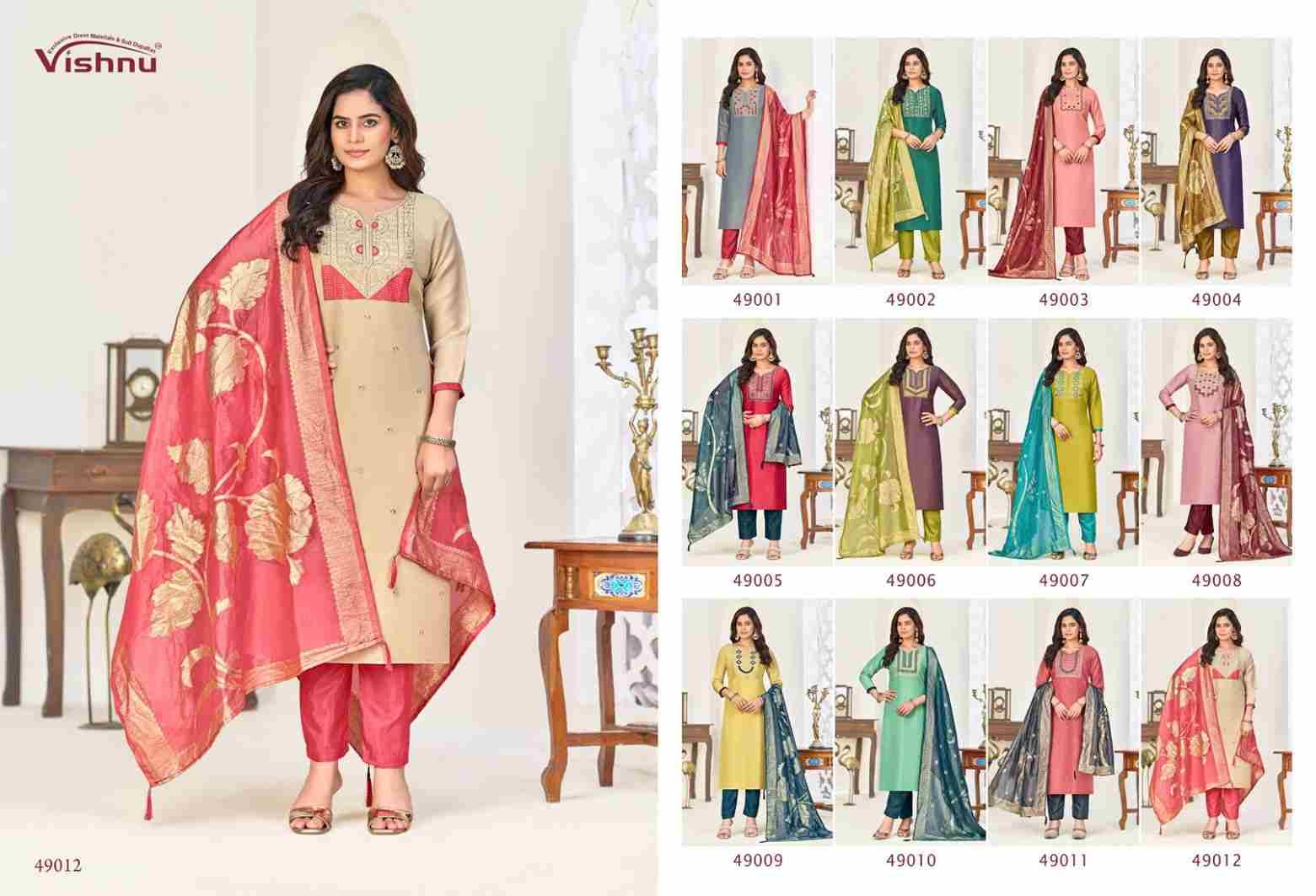 Nadia By Vishnu 49001 To 49012 Series Beautiful Stylish Festive Suits Fancy Colorful Casual Wear & Ethnic Wear & Ready To Wear Cosmos Simmer Dresses At Wholesale Price