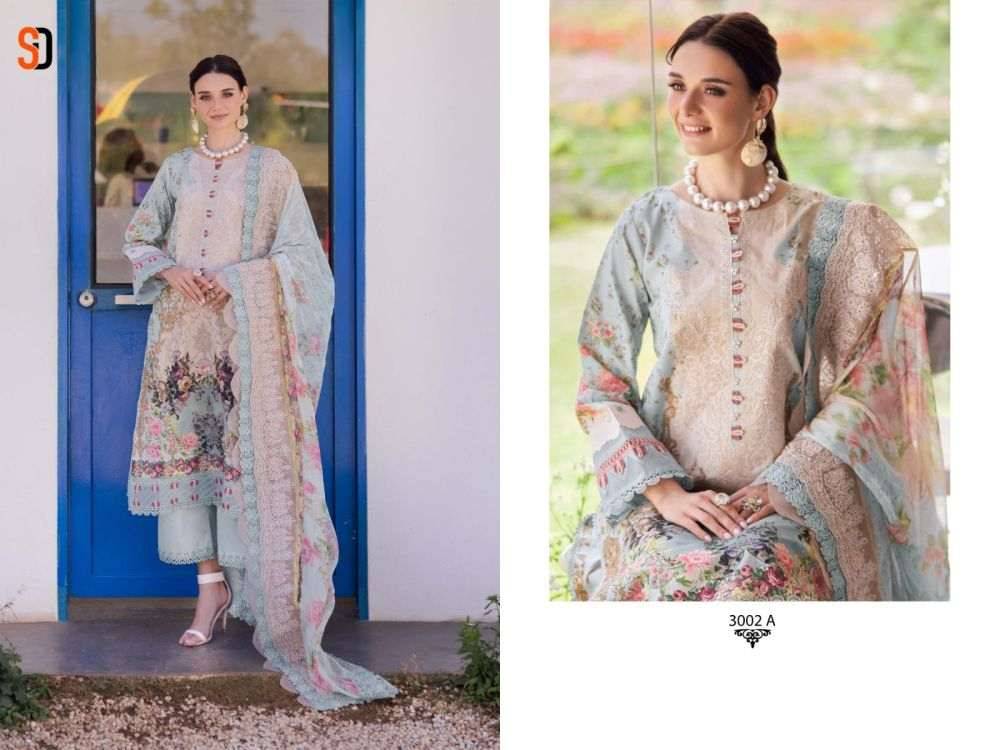 Needle Wonder Dupatta Work Collection Vol-3 By Shraddha Designer 3001-A To 3003-B Series Designer Pakistani Suits Beautiful Fancy Stylish Colorful Party Wear & Occasional Wear Pure Cotton Print With Embroidery Dresses At Wholesale Price