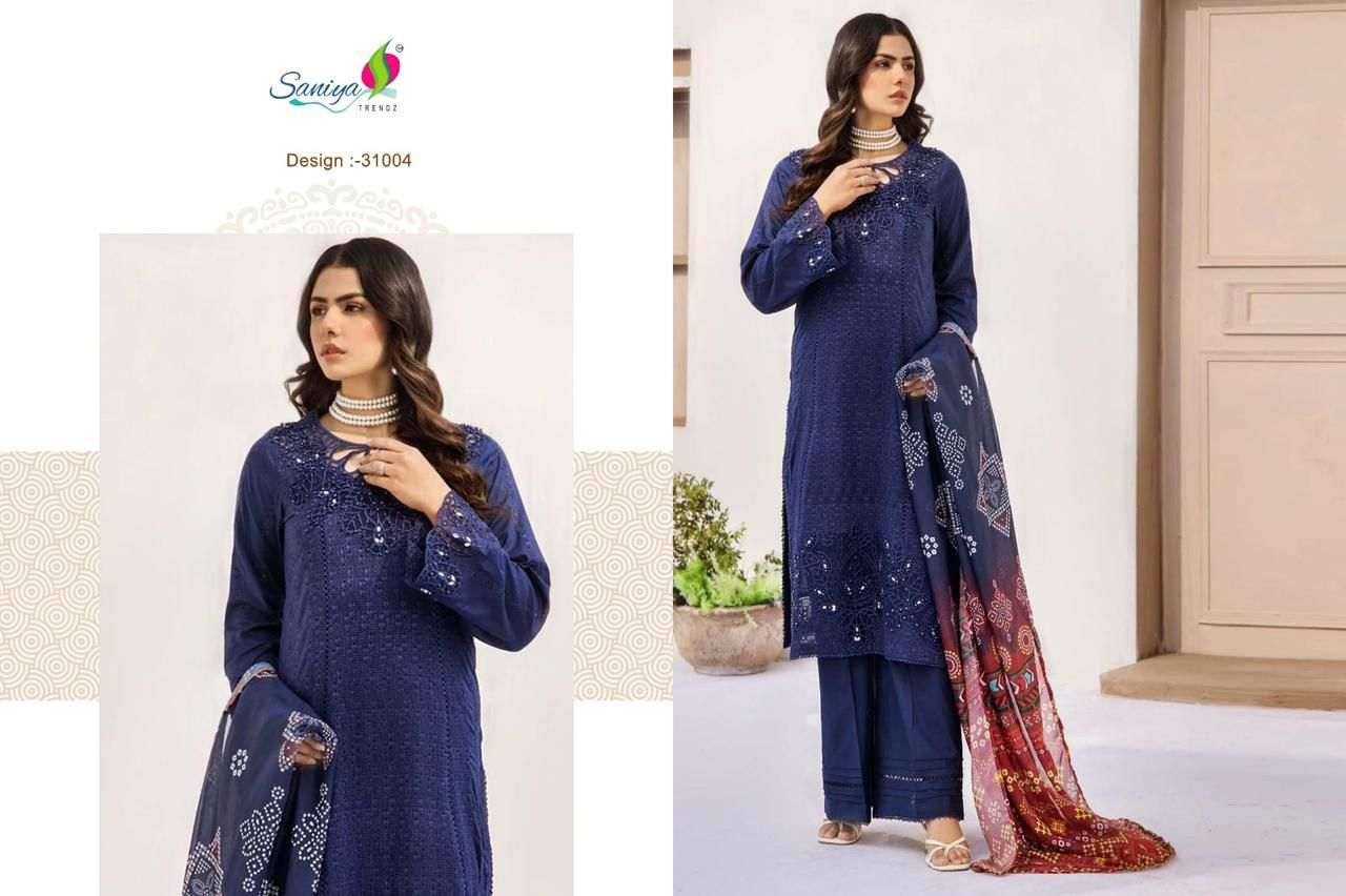 Adan Libas Chikankari Vol-32 Nx By Saniya Trendz 32002 To 32004 Series Beautiful Pakistani Suits Colorful Stylish Fancy Casual Wear & Ethnic Wear Cotton Embroidered Dresses At Wholesale Price