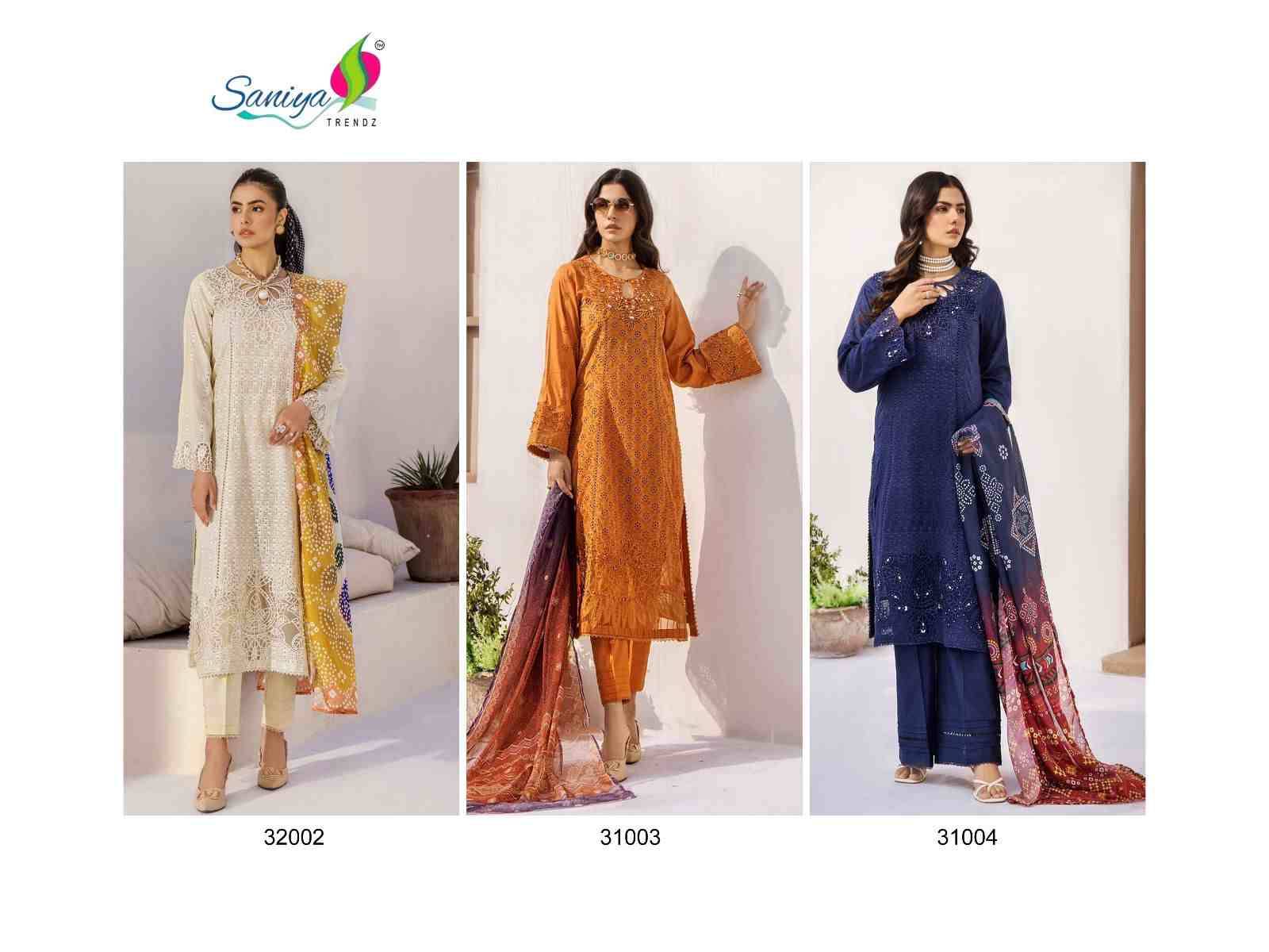 Adan Libas Chikankari Vol-32 Nx By Saniya Trendz 32002 To 32004 Series Beautiful Pakistani Suits Colorful Stylish Fancy Casual Wear & Ethnic Wear Cotton Embroidered Dresses At Wholesale Price