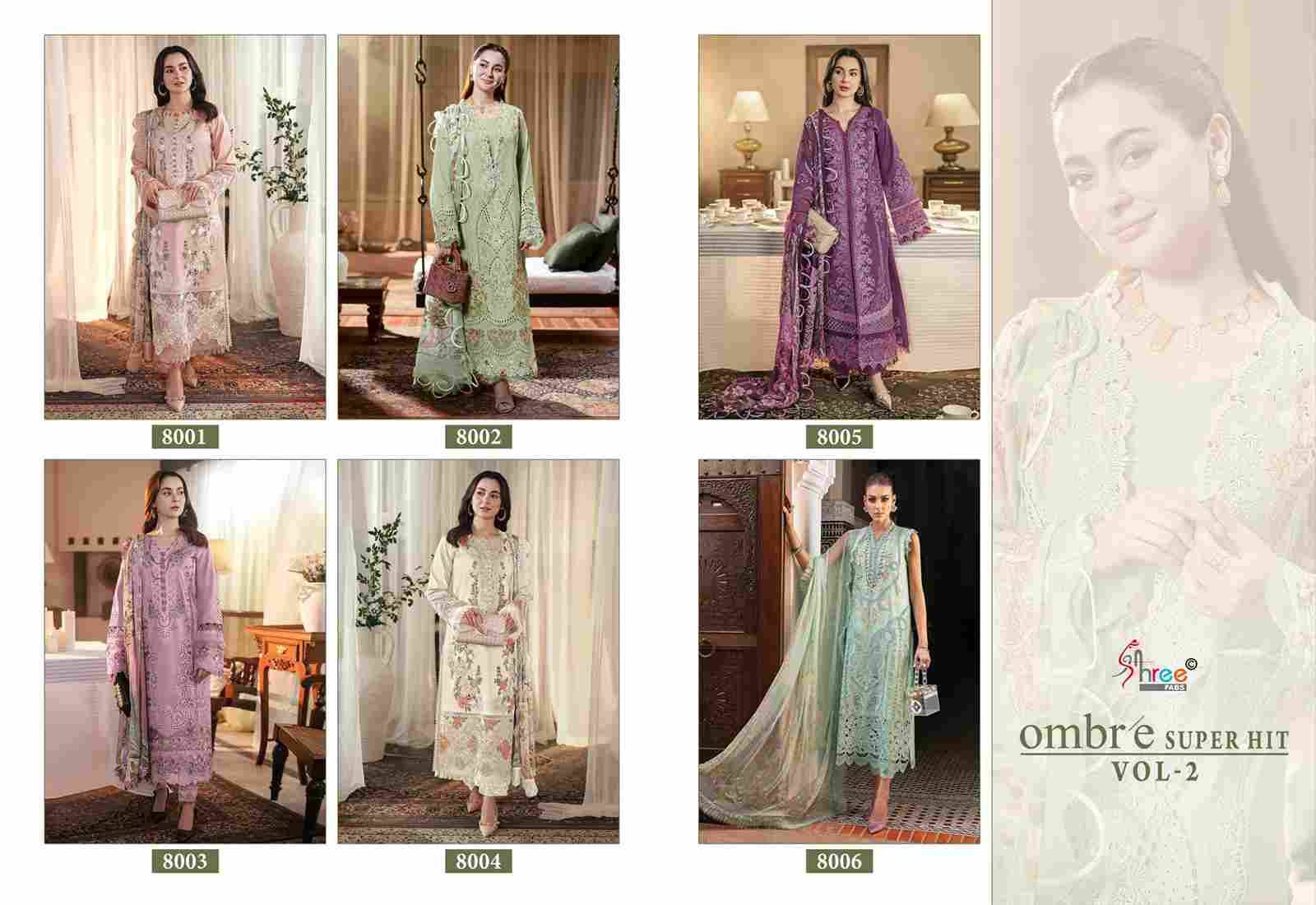 Ombre Vol-2 Super Hit By Shree Fabs 8001 To 8006 Series Beautiful Pakistani Suits Colorful Stylish Fancy Casual Wear & Ethnic Wear Pure Cotton With Embroidered Dresses At Wholesale Price